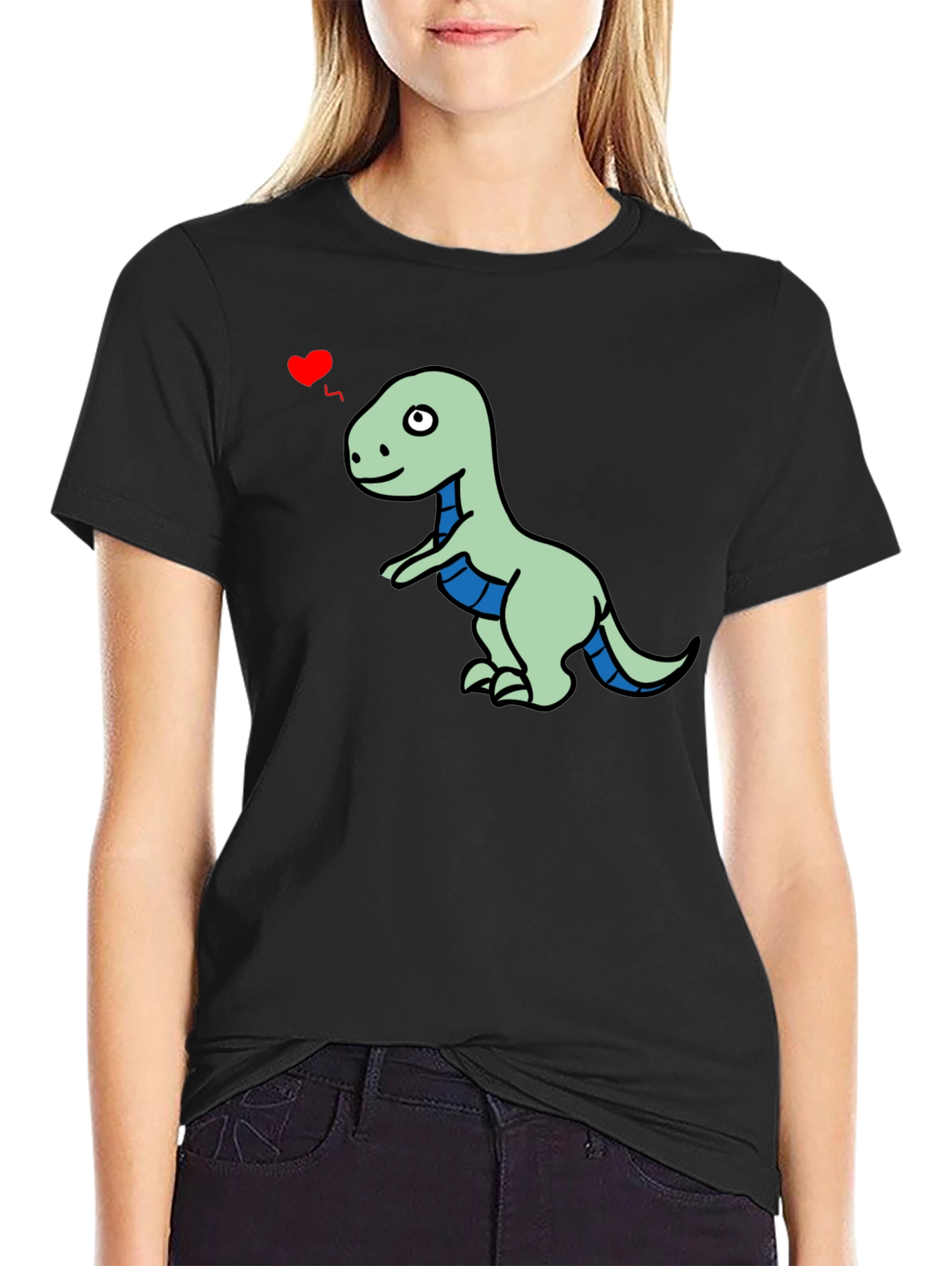 Dino Love T-Shirt - Mens Black Short Sleeve