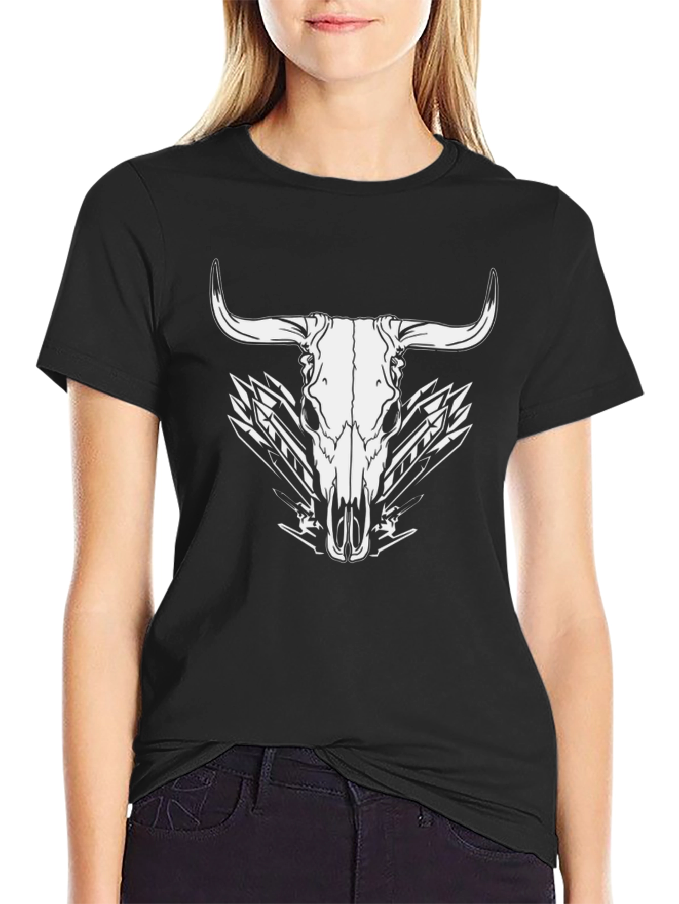 Black Bull Skull Graphic Tee