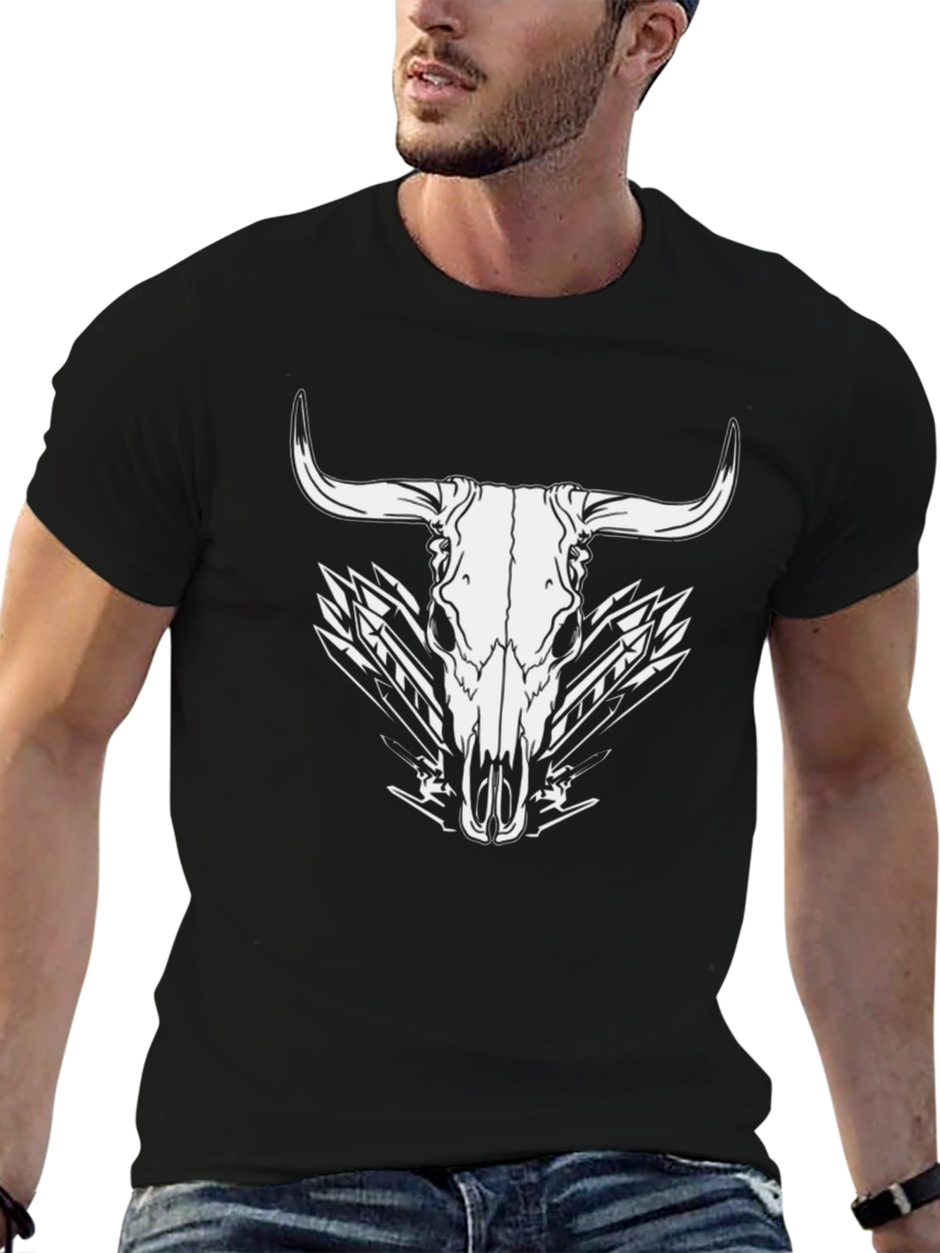 Black Bull Skull Graphic Tee