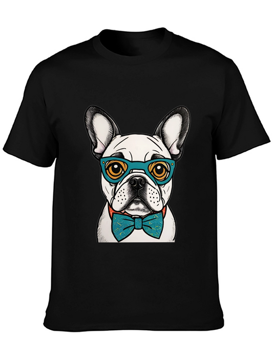 Dog Lover Tee: Smart Bulldog in Bowtie & Glasses