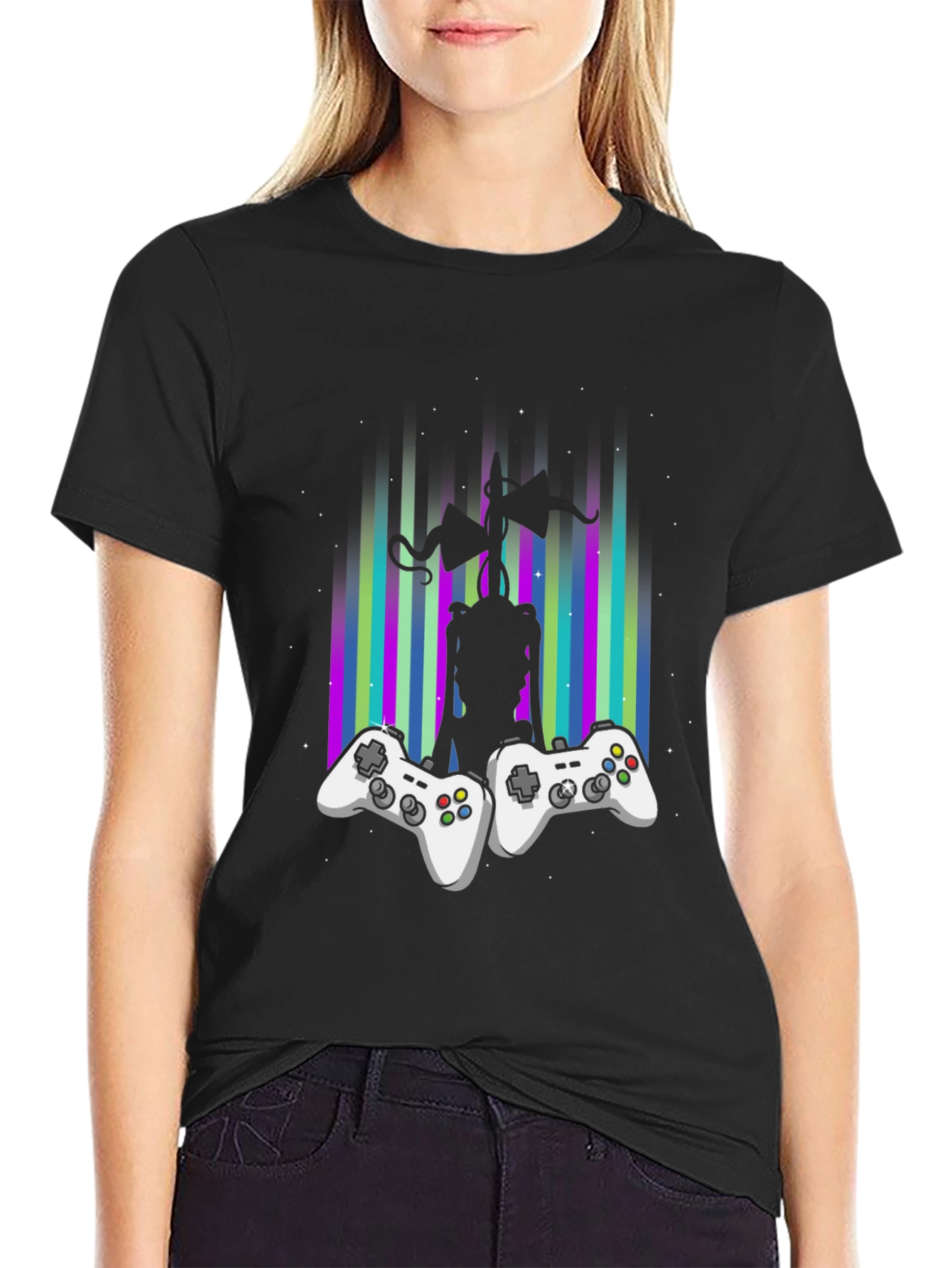 Gamer Siren Head T-Shirt - Black Graphic Tee