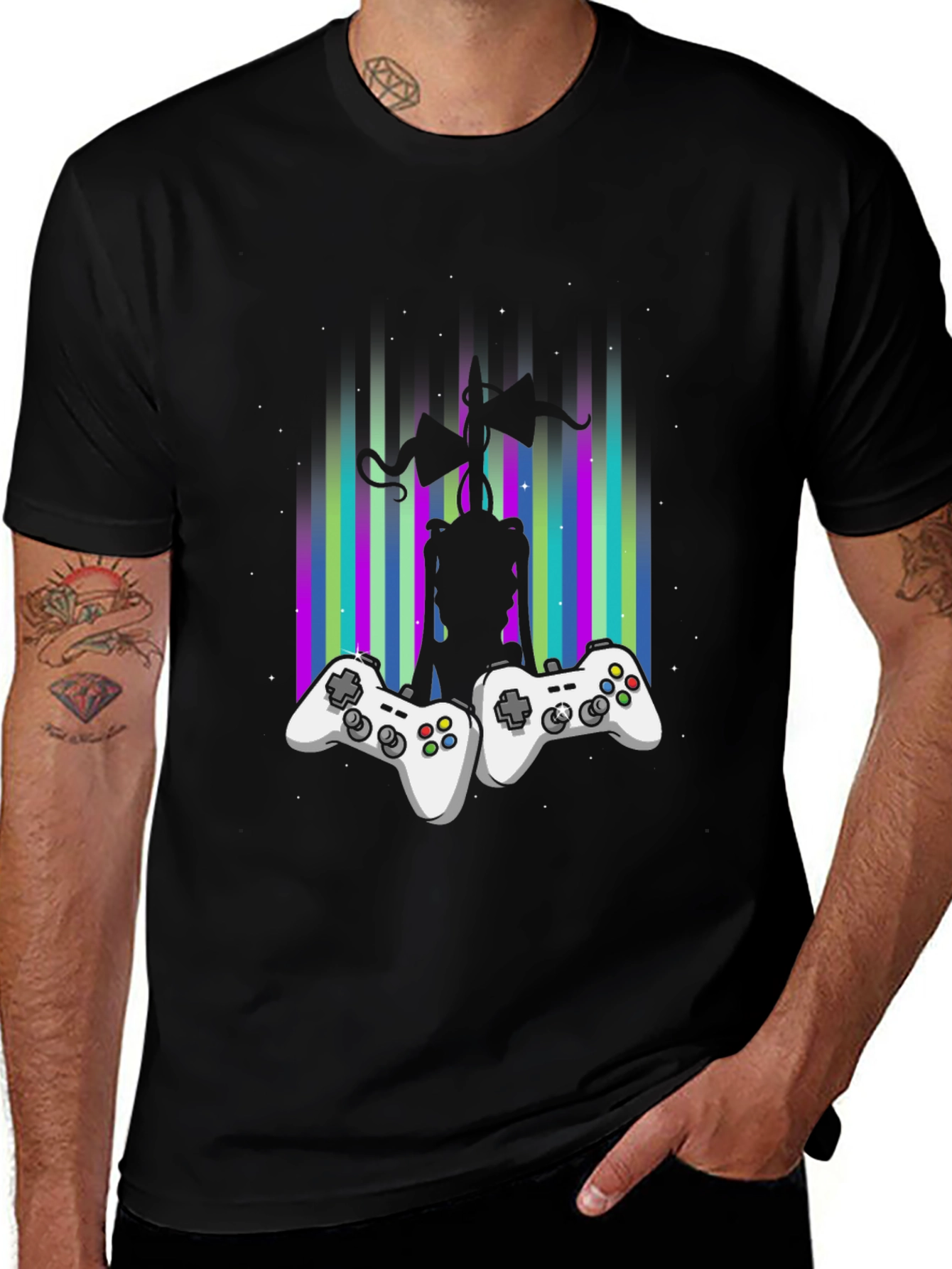 Gamer Siren Head T-Shirt - Black Graphic Tee