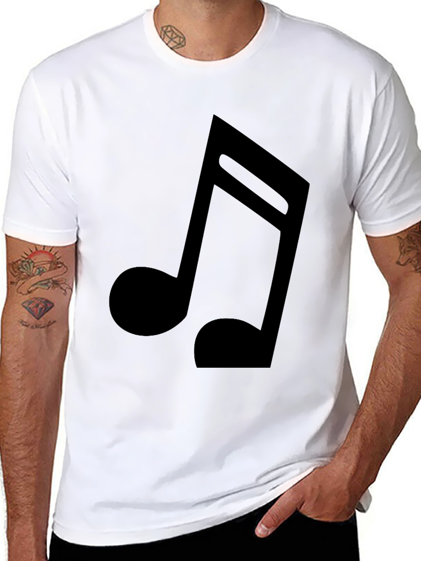 Musical Note Black Graphic Tee - Soft Cotton