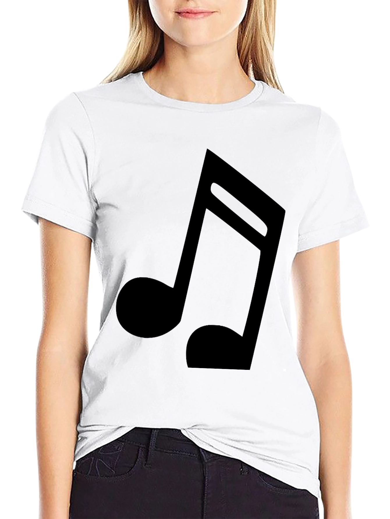 Musical Note Black Graphic Tee - Soft Cotton