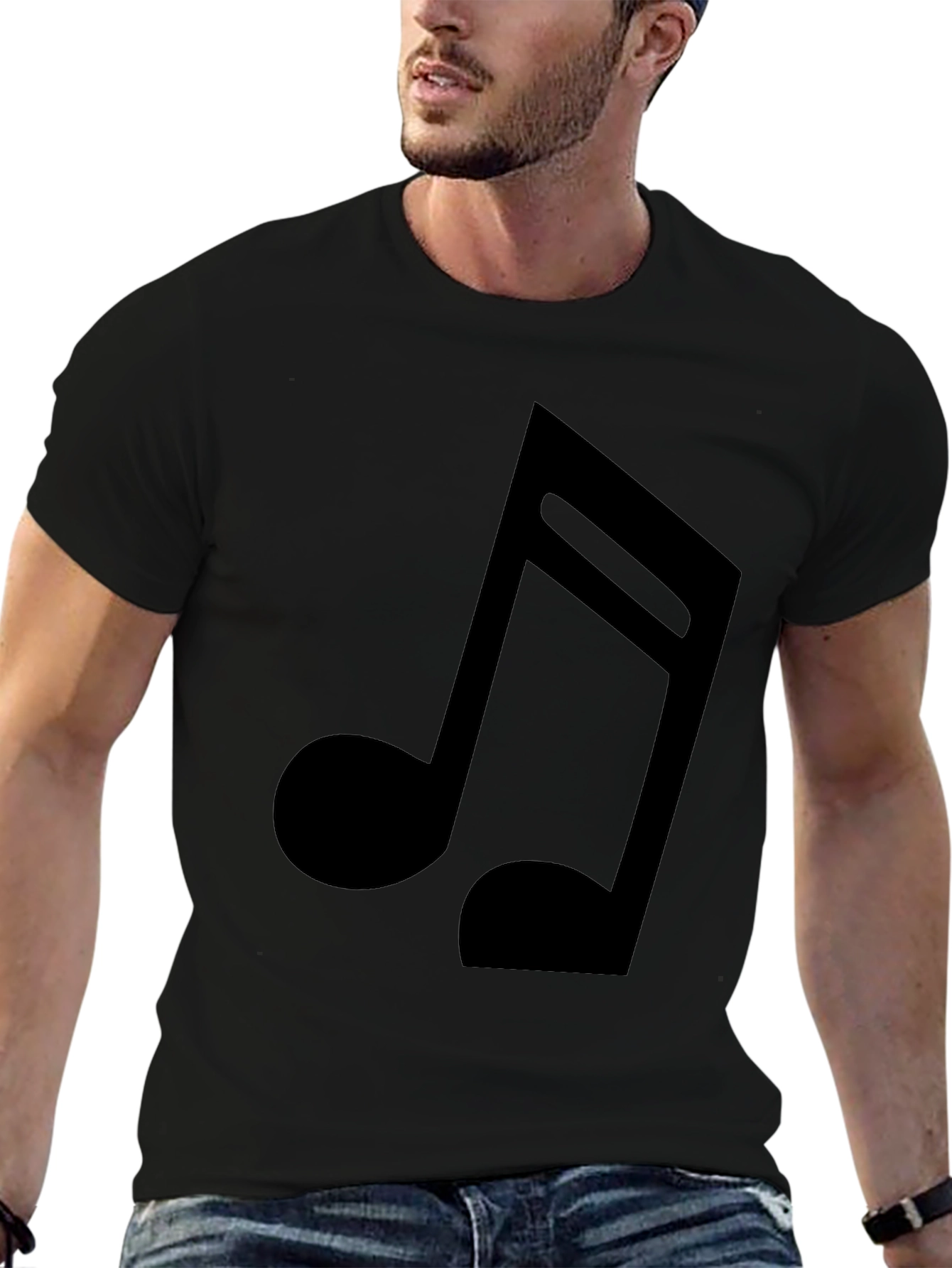 Musical Note Black Graphic Tee - Soft Cotton
