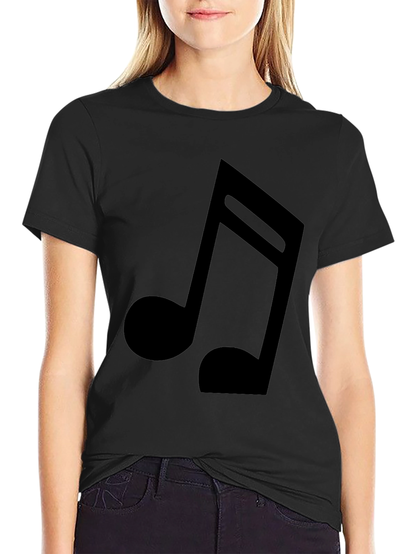 Musical Note Black Graphic Tee - Soft Cotton