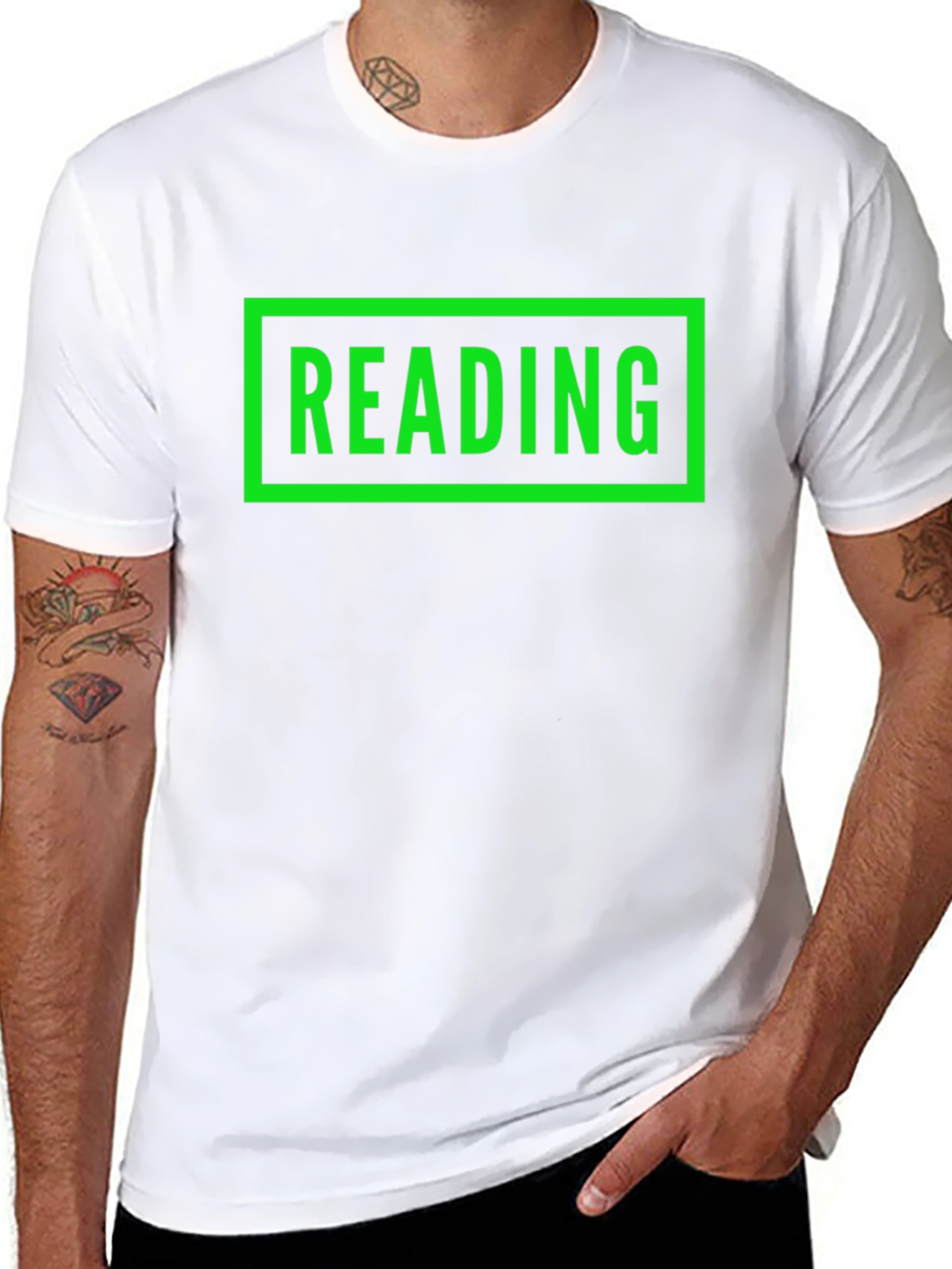 Reading T-Shirt - Black with Green Graphic Novelty Tee