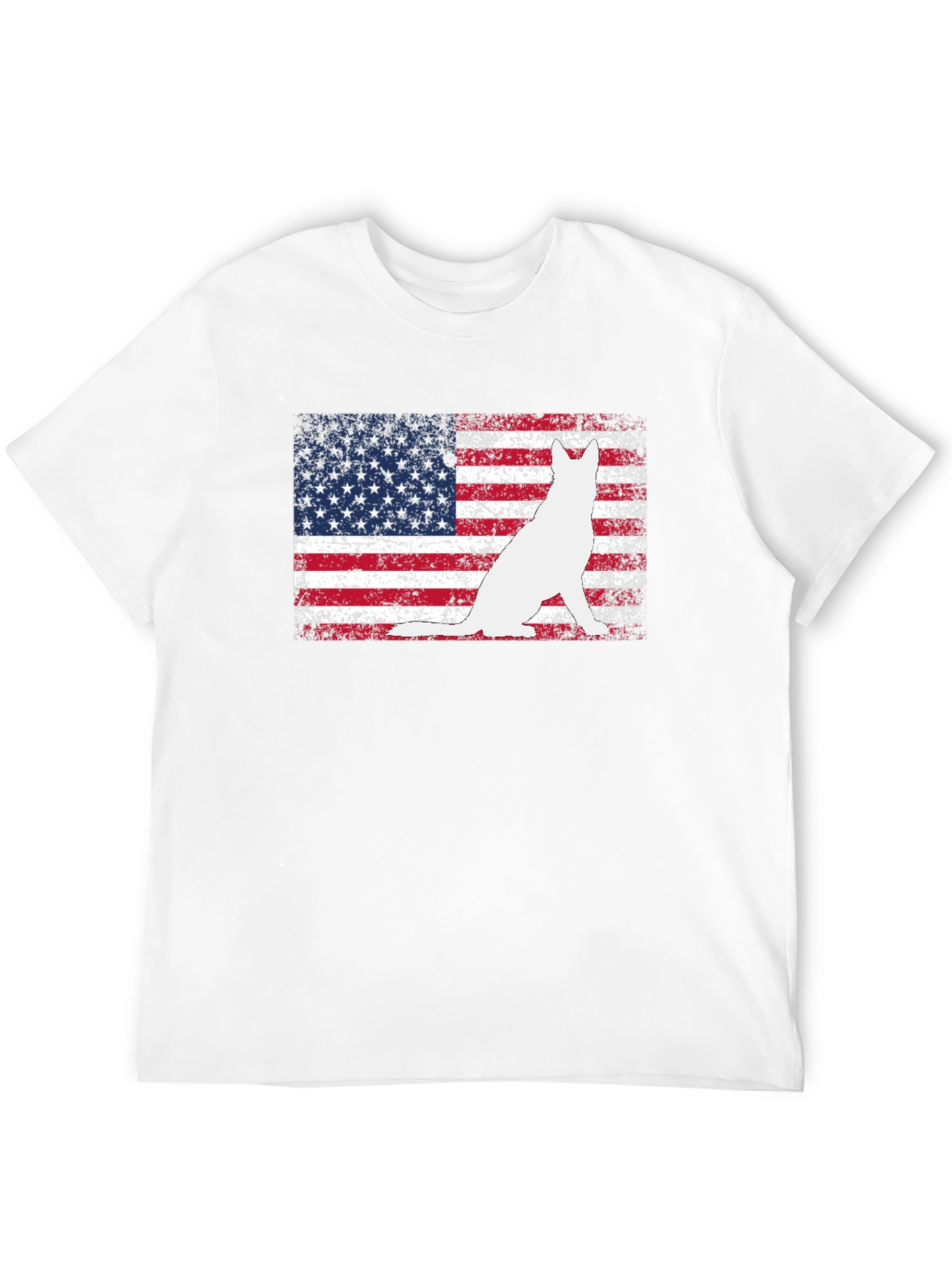 Patriotic Dog USA Flag Graphic T-Shirt