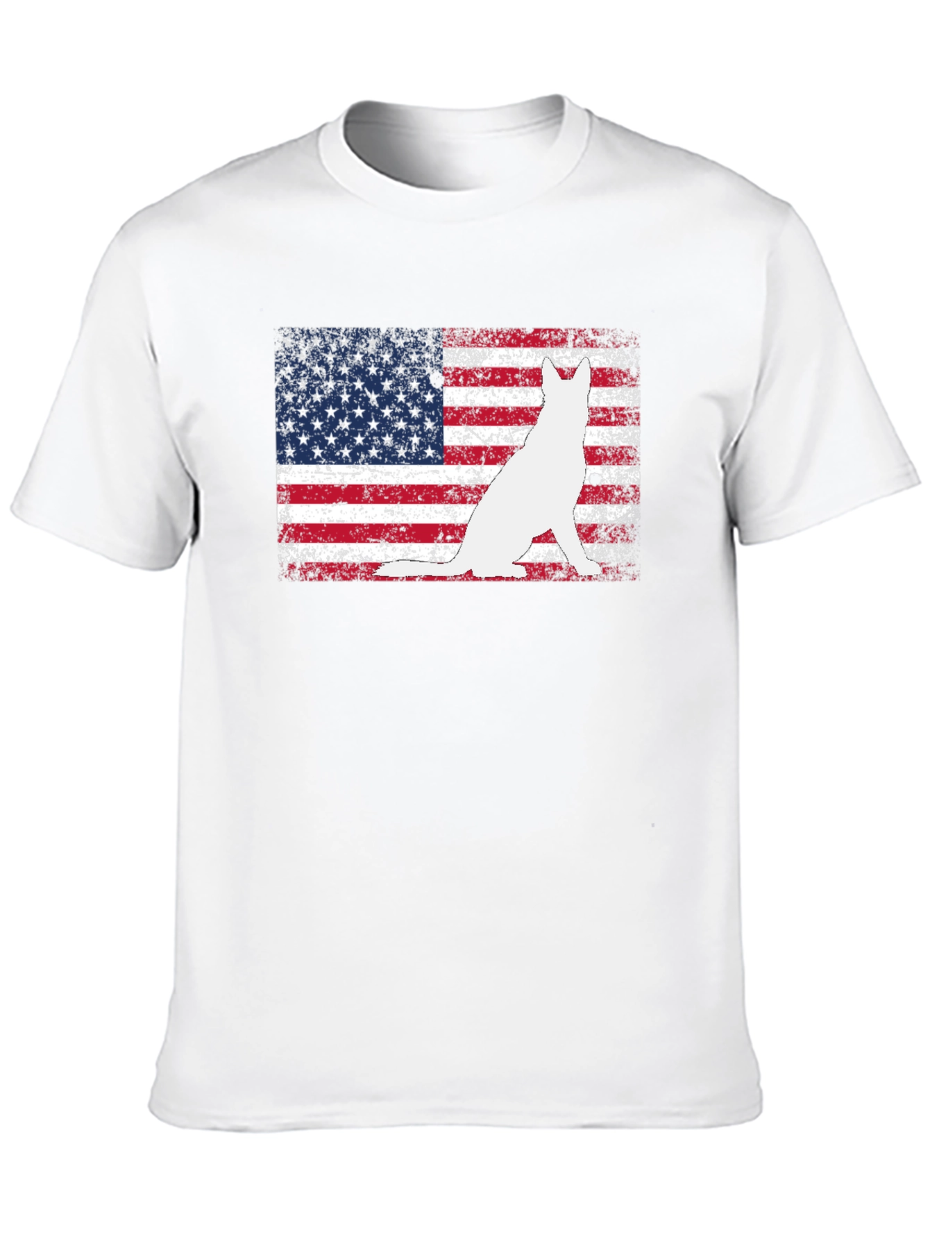 Patriotic Dog USA Flag Graphic T-Shirt