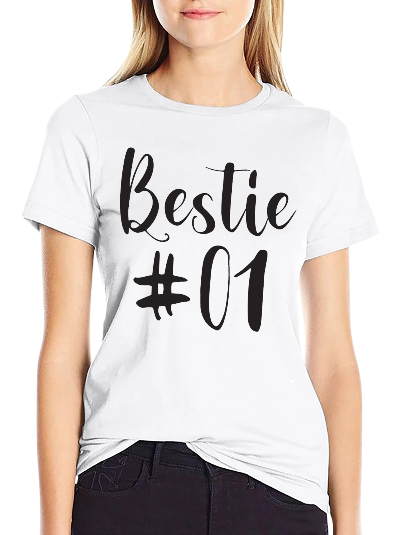 Bestie #01 Black T-Shirt - Matching Best Friend Tee