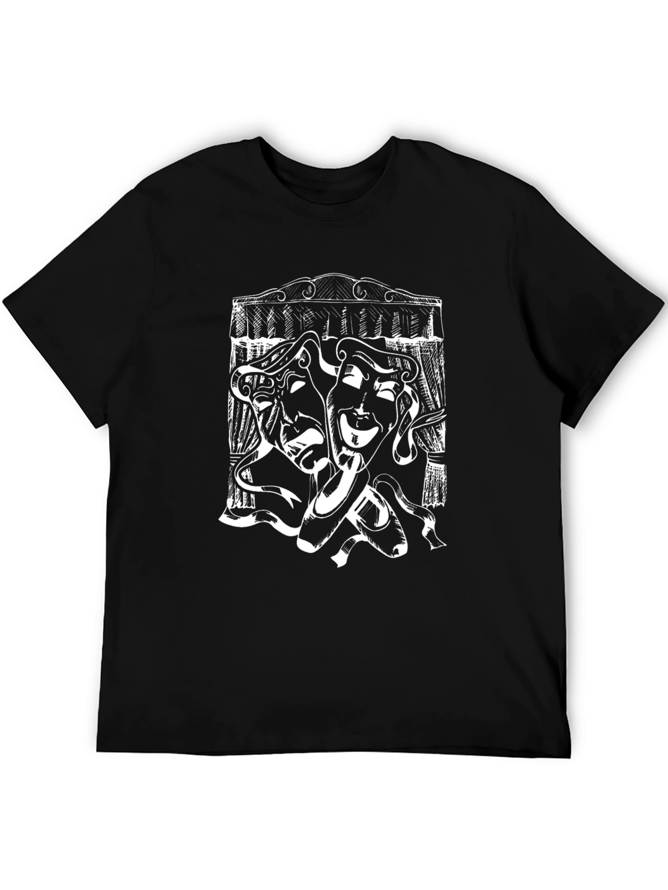 Drama Masks Graphic T-Shirt - Black