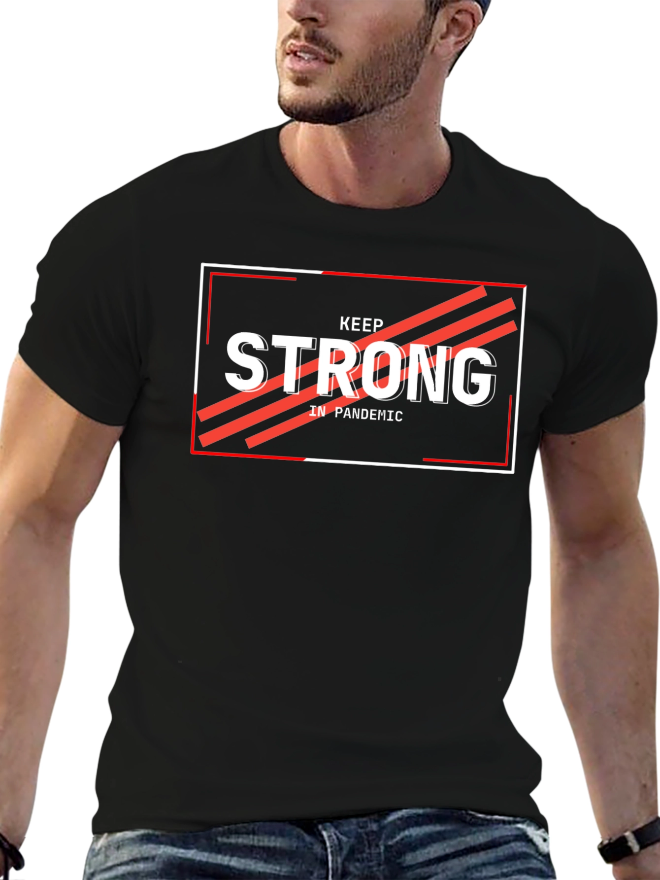 Keep Strong in Pandemic Black Graphic Tee