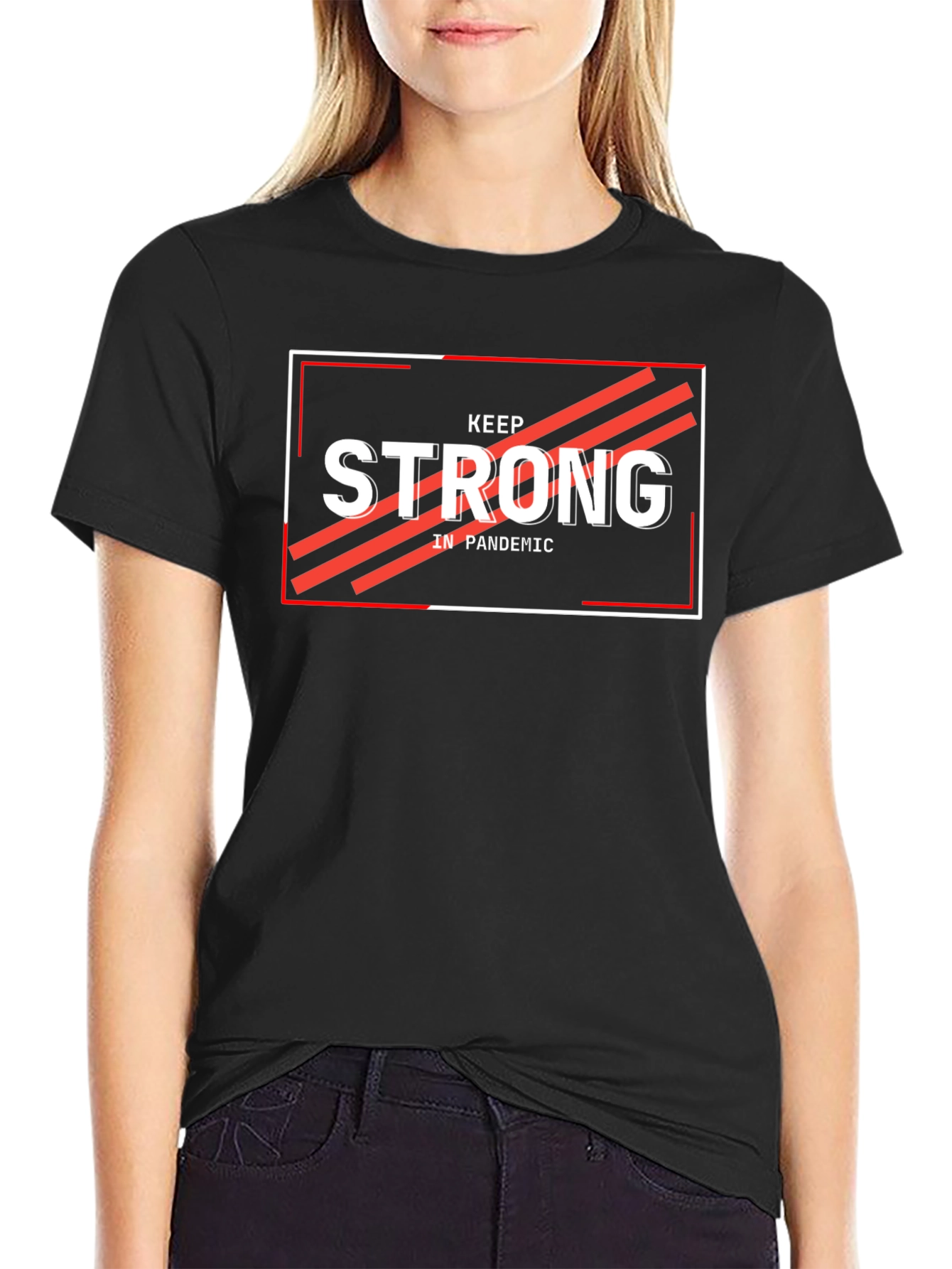 Keep Strong in Pandemic Black Graphic Tee