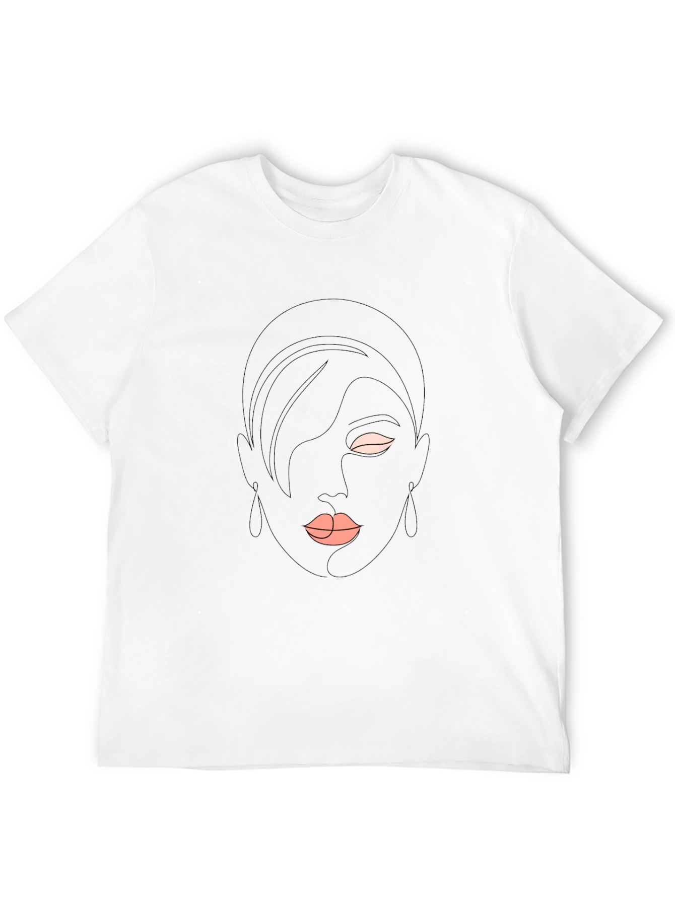 Abstract Face Line Art Black T-Shirt
