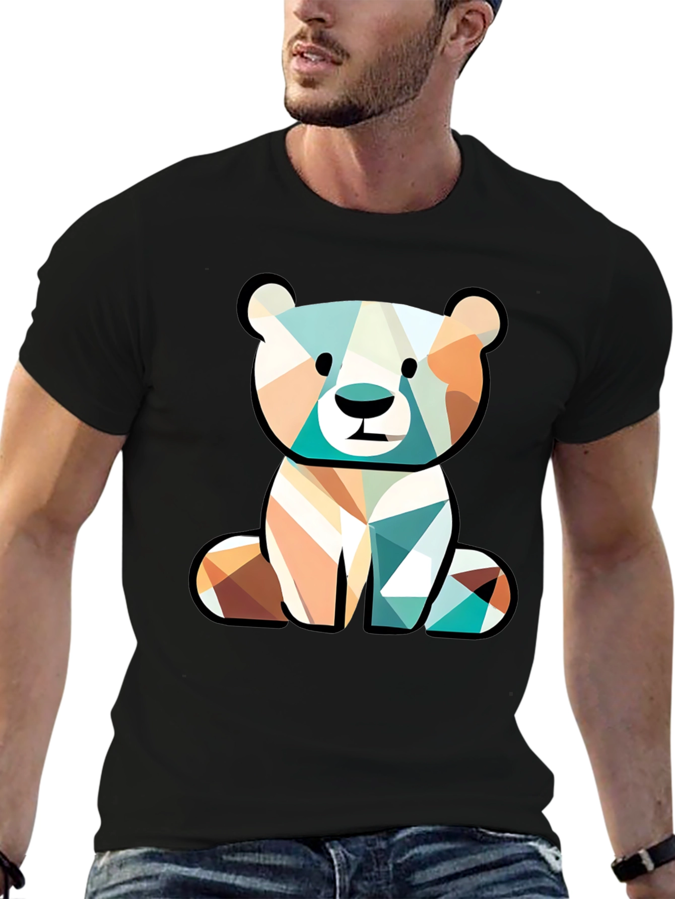 Geometric Bear Graphic Tee - Unique Style