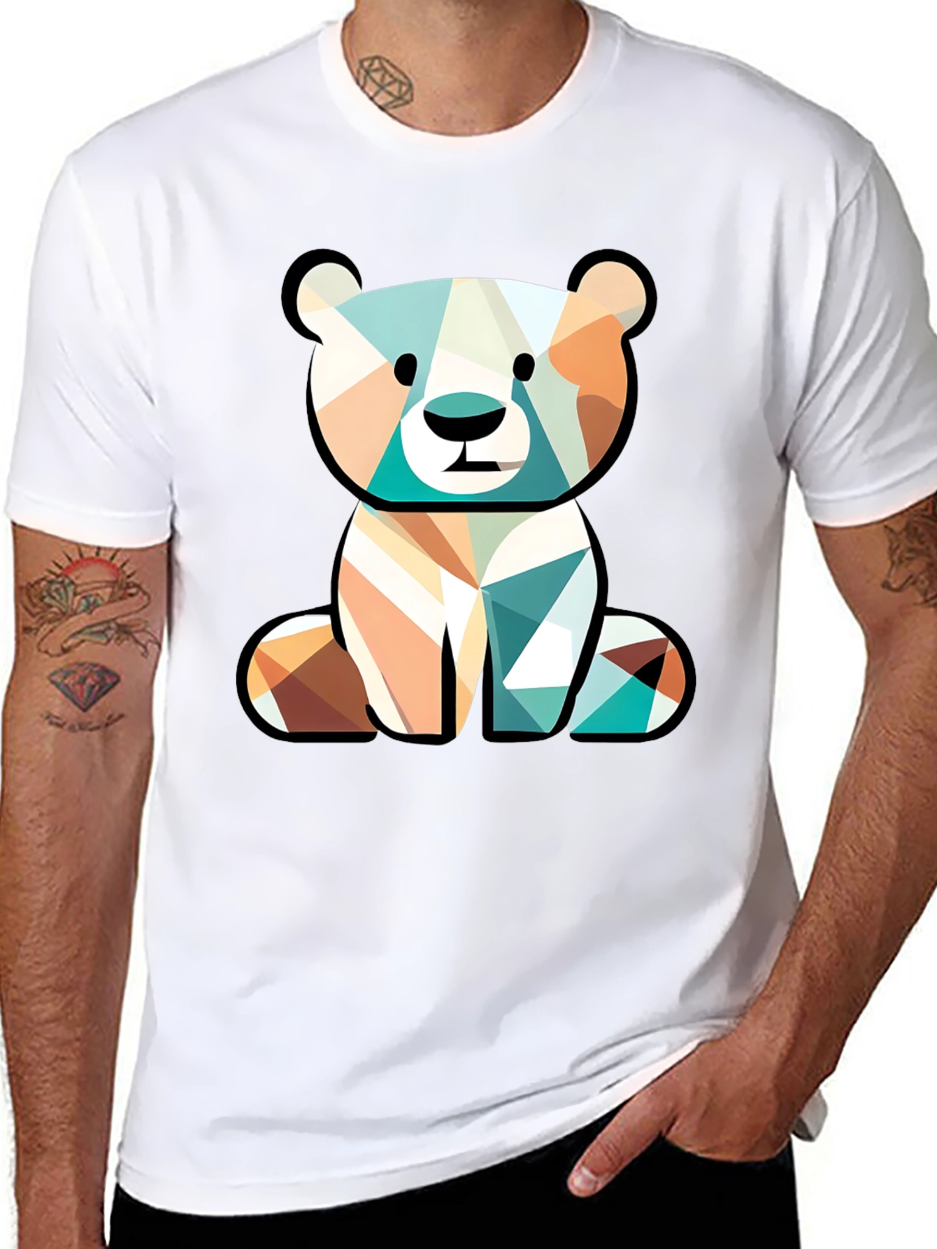 Geometric Bear Graphic Tee - Unique Style