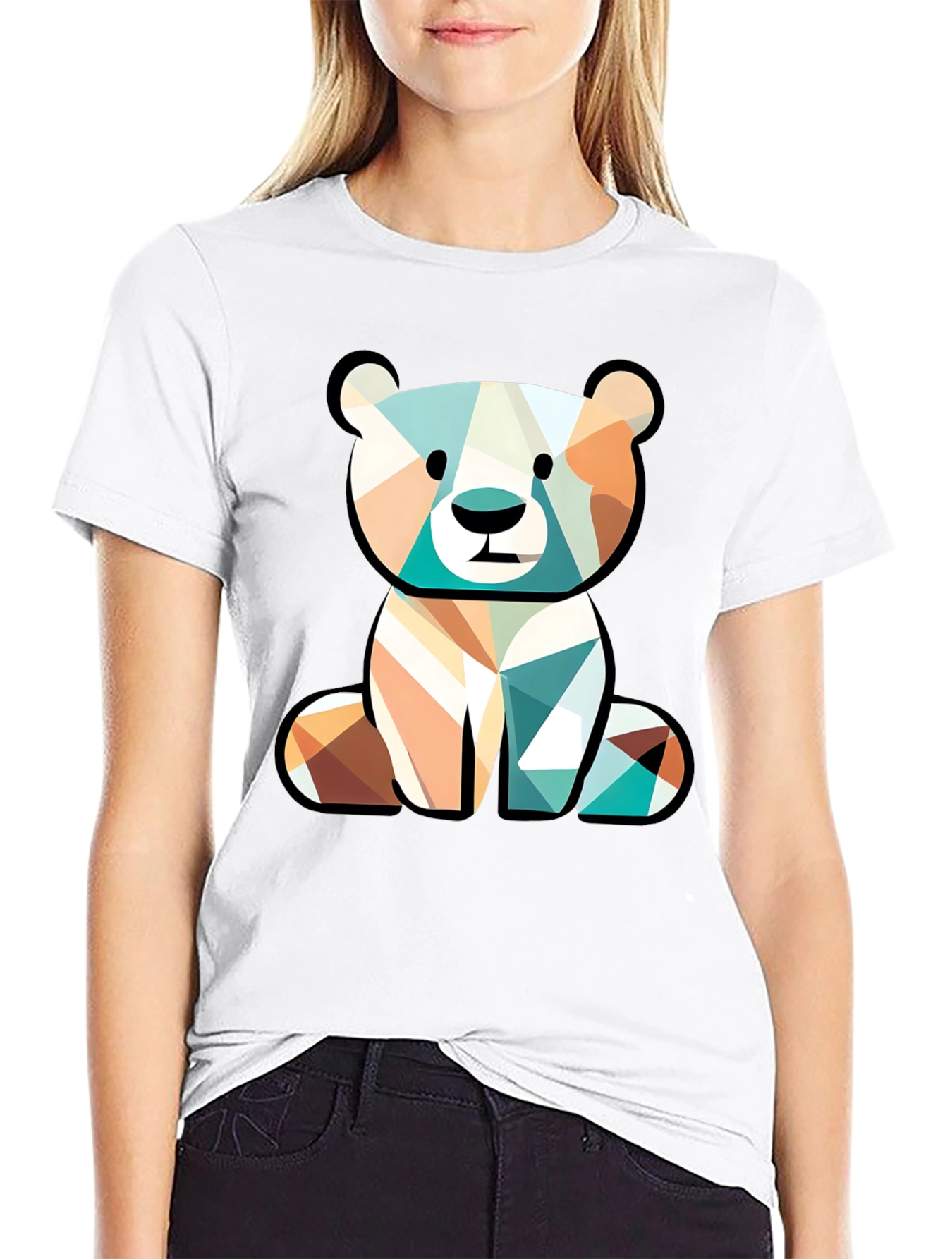 Geometric Bear Graphic Tee - Unique Style