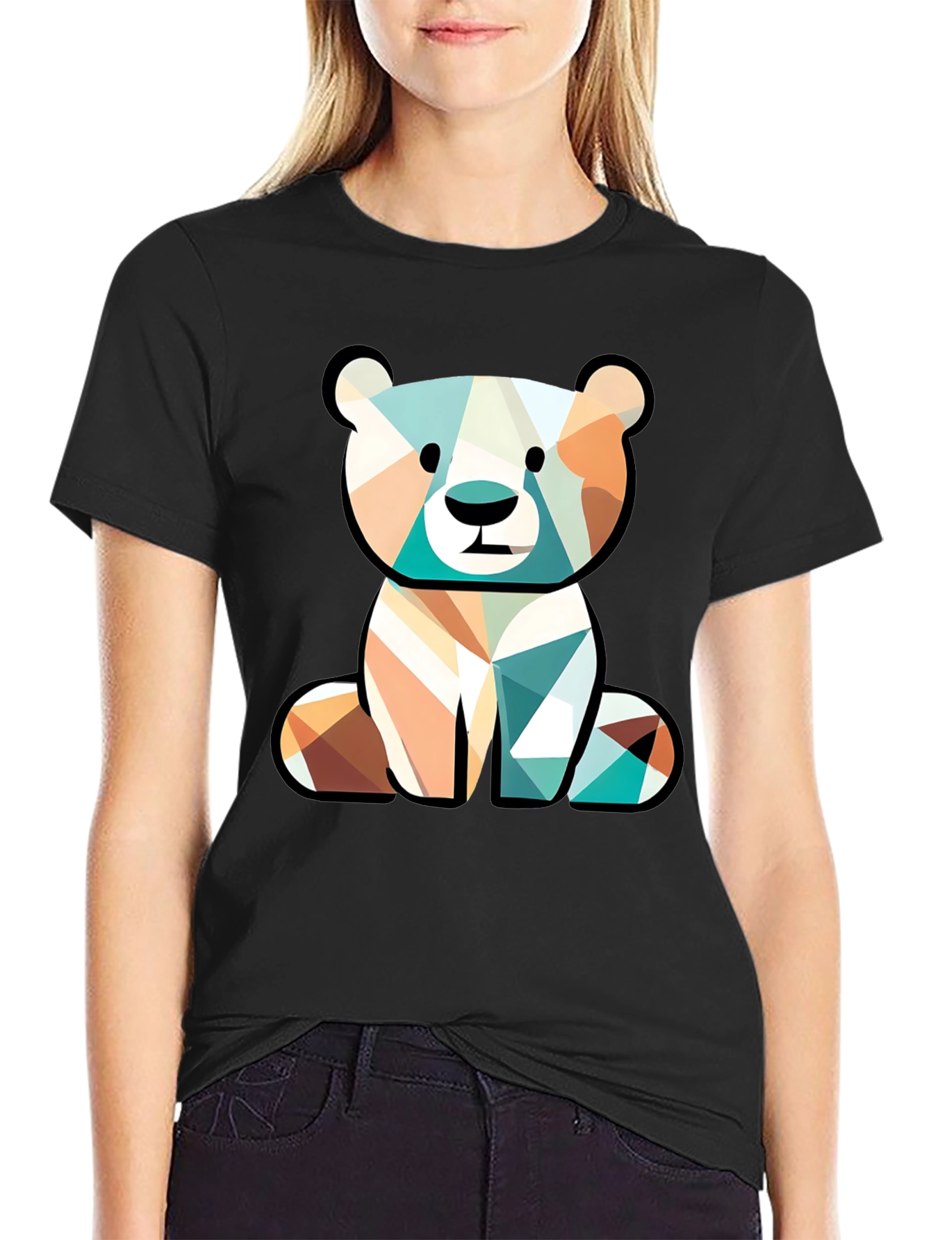 Geometric Bear Graphic Tee - Unique Style