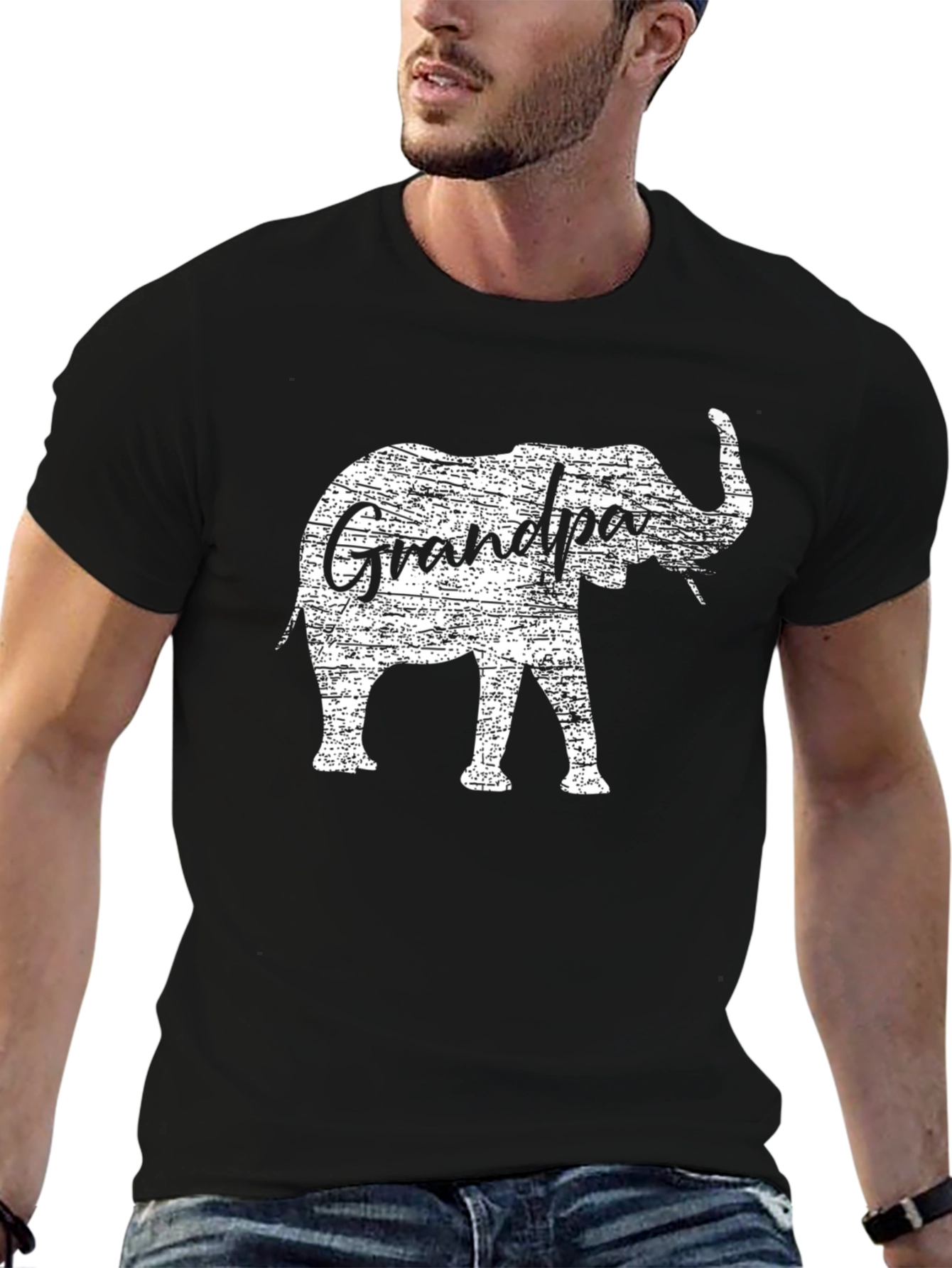 Grandpa Elephant Graphic Tee - Black