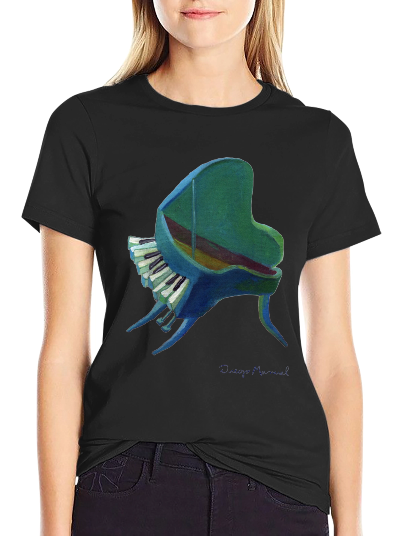 Piano Art Graphic Tee - Mens Black T-Shirt