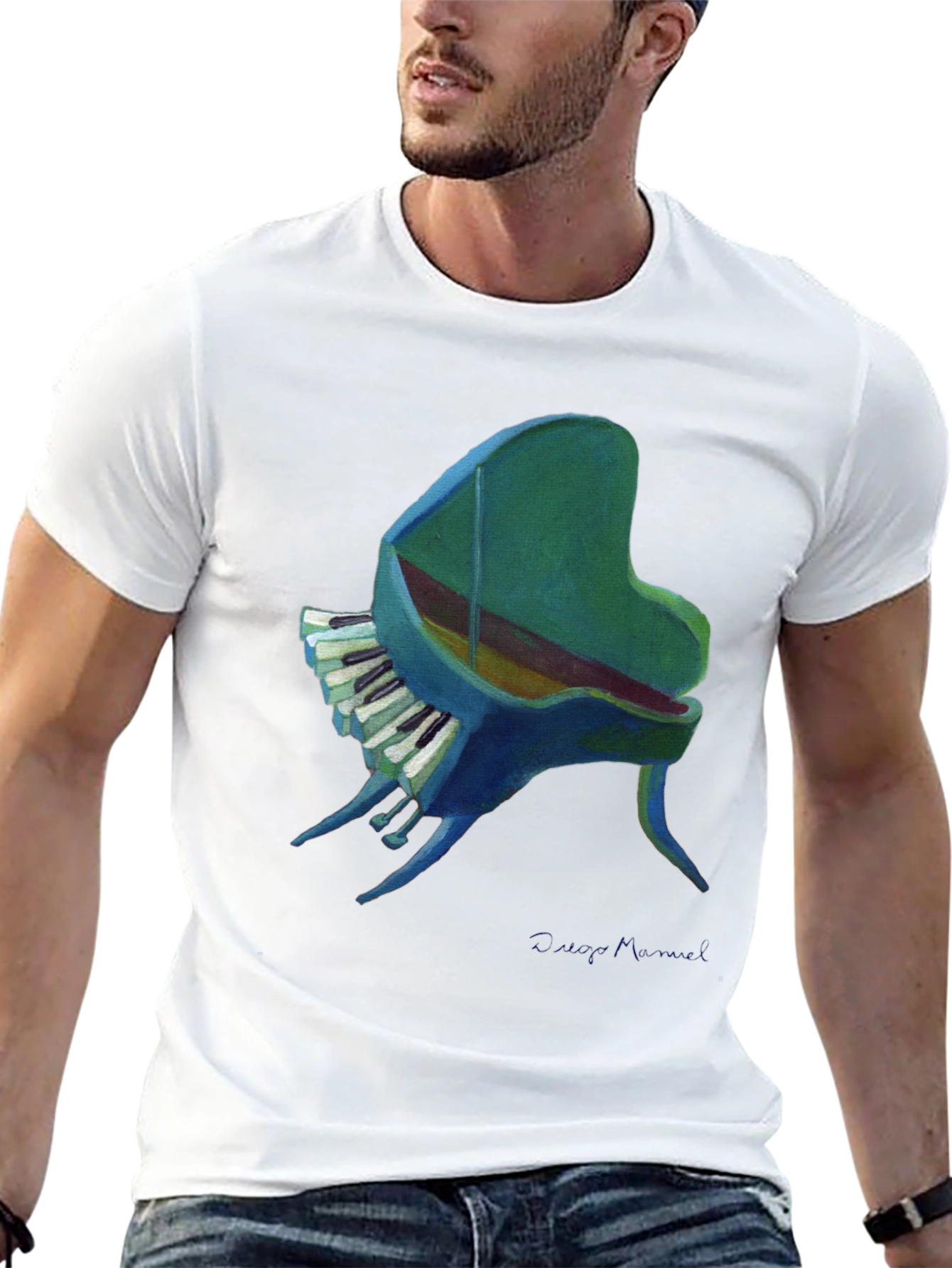 Piano Art Graphic Tee - Mens Black T-Shirt