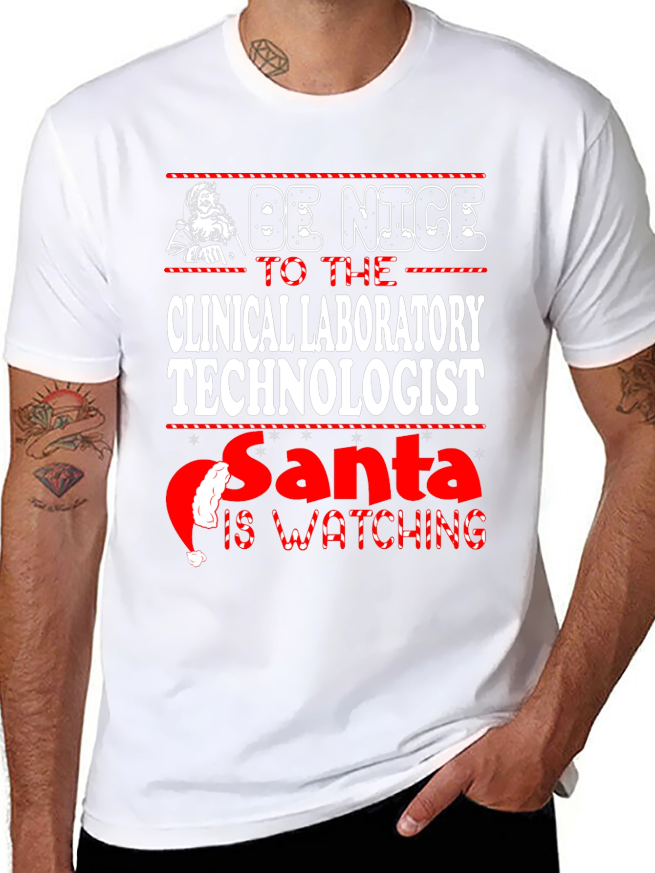 Clinical Laboratory Technologist Santa Watching T-Shirt