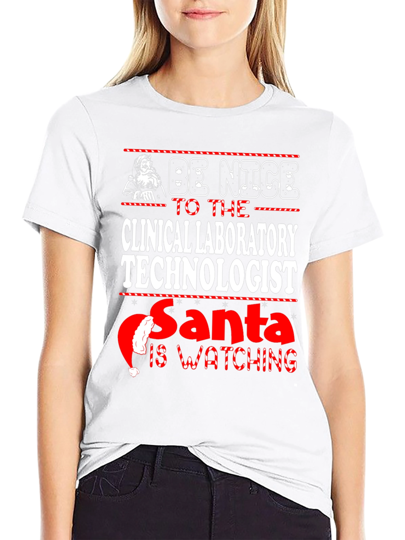 Clinical Laboratory Technologist Santa Watching T-Shirt