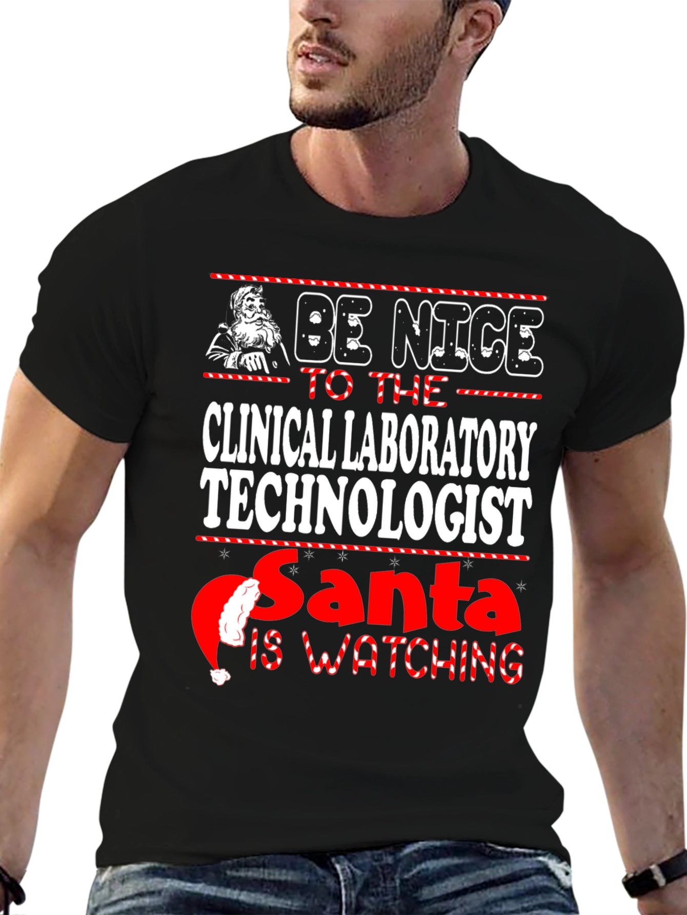 Clinical Laboratory Technologist Santa Watching T-Shirt