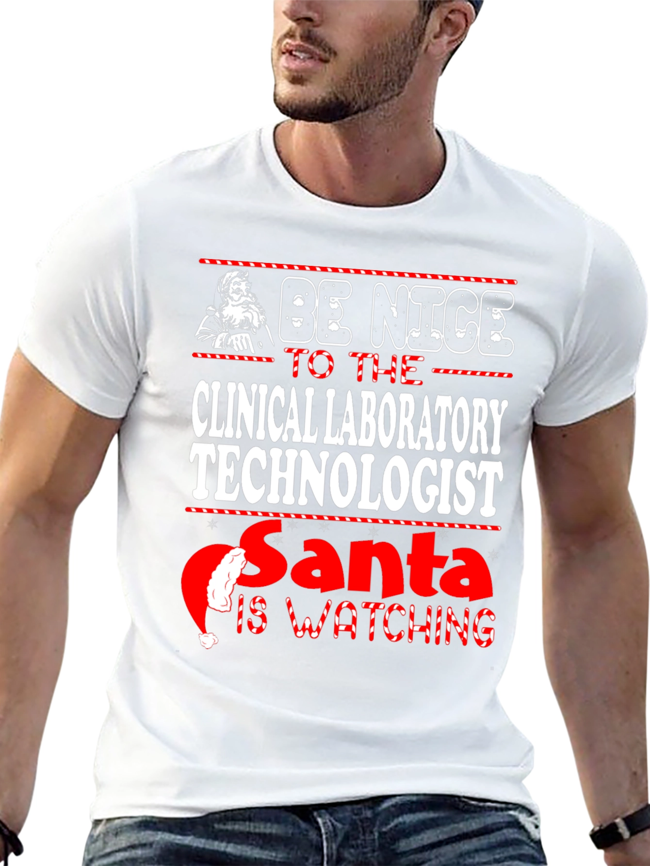 Clinical Laboratory Technologist Santa Watching T-Shirt