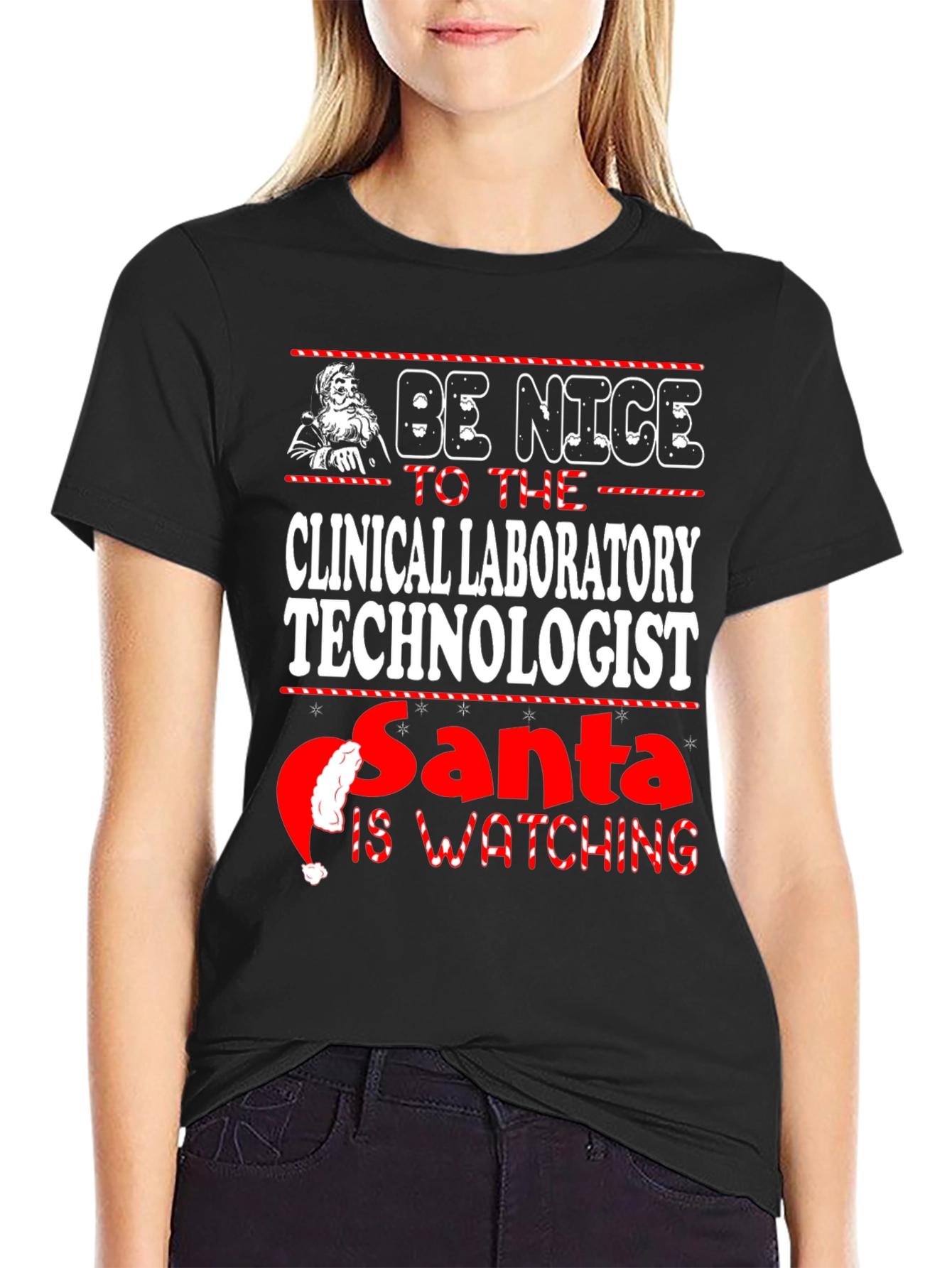 Clinical Laboratory Technologist Santa Watching T-Shirt