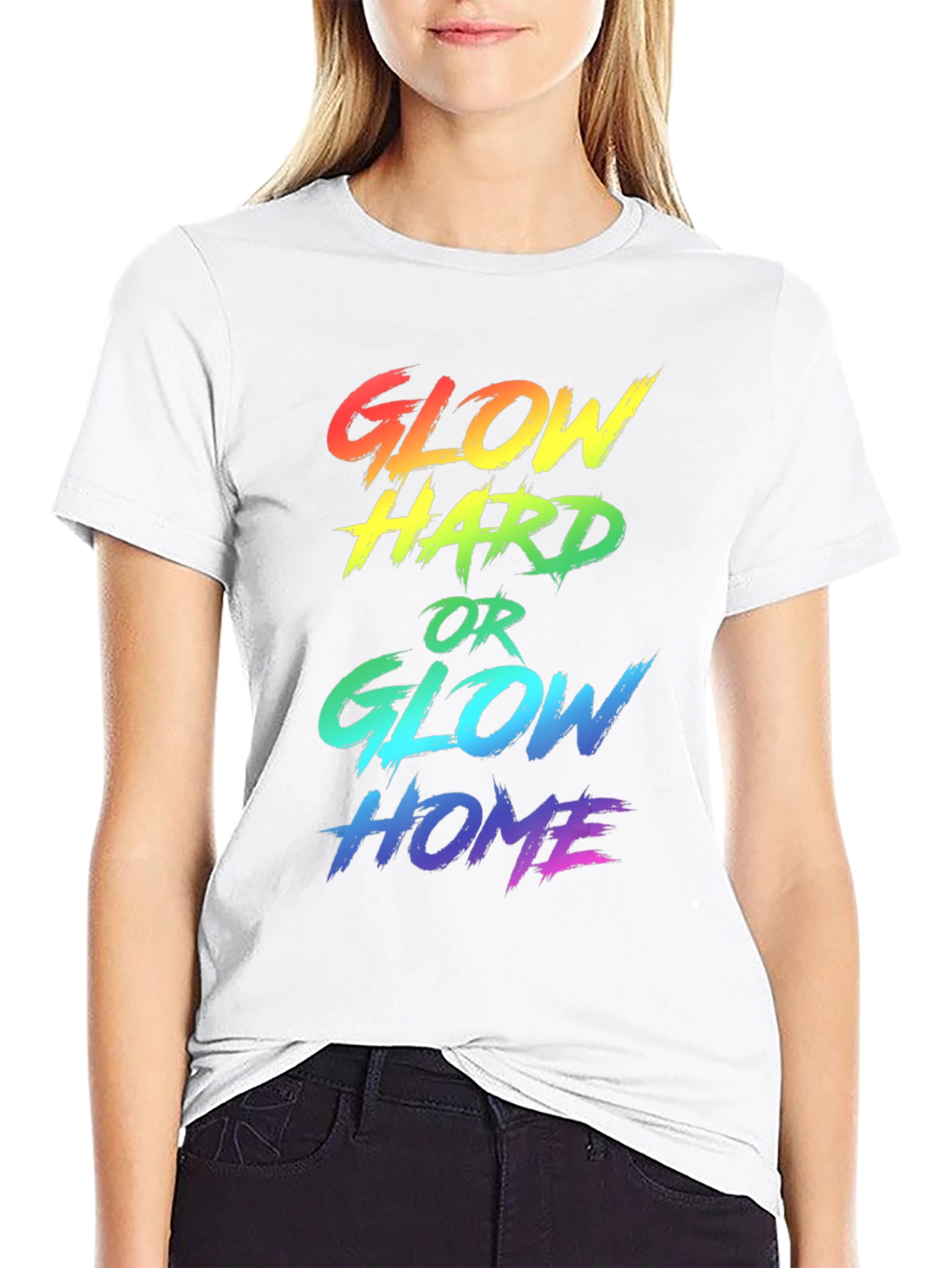 Glow Hard T-Shirt - Rainbow Graphic Tee