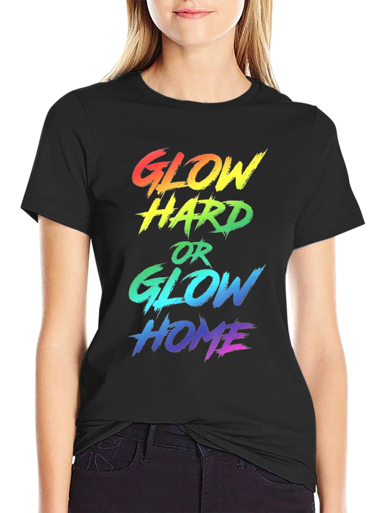 Glow Hard T-Shirt - Rainbow Graphic Tee