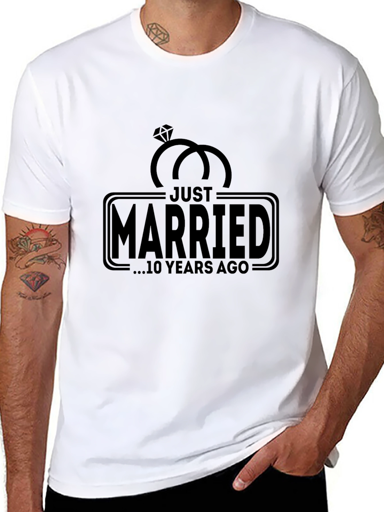Just Married 10 Years Ago Black T-Shirt