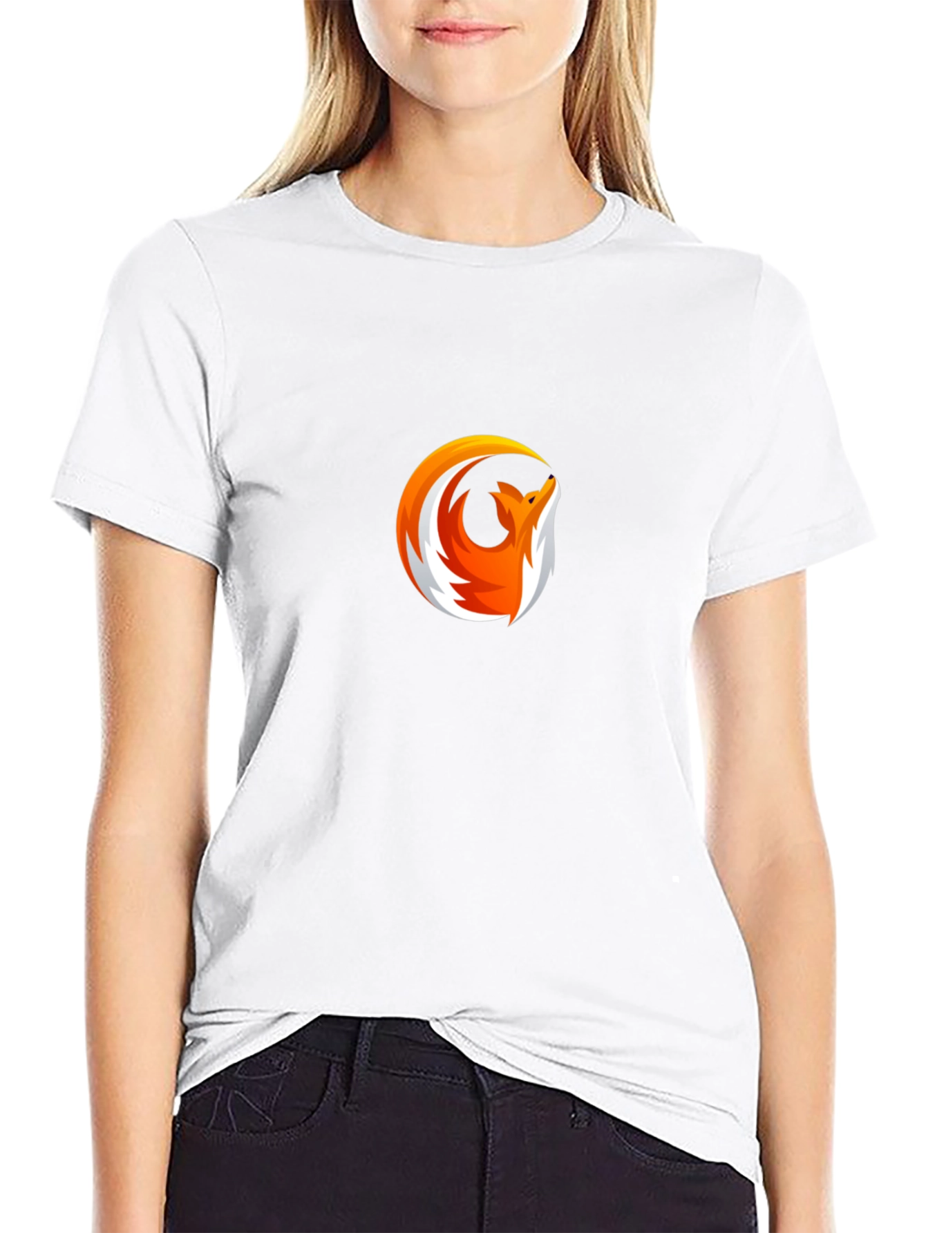Modern Fox Logo Black T-Shirt