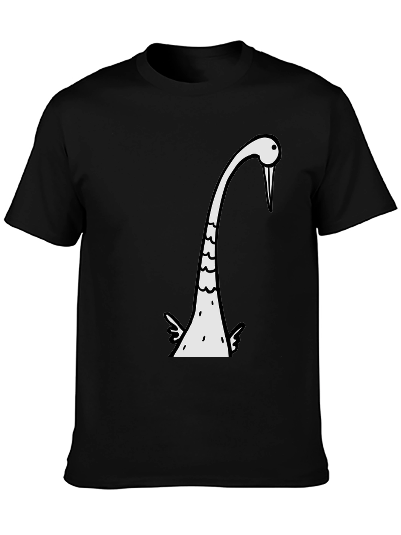Mens Black T-Shirt with Funny Bird Graphic