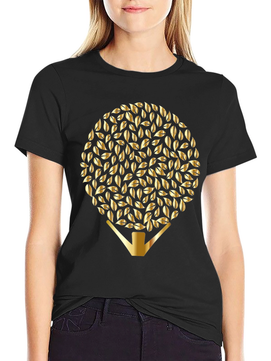 Golden Leaf Tree Graphic Tee - Modern Stylish Design