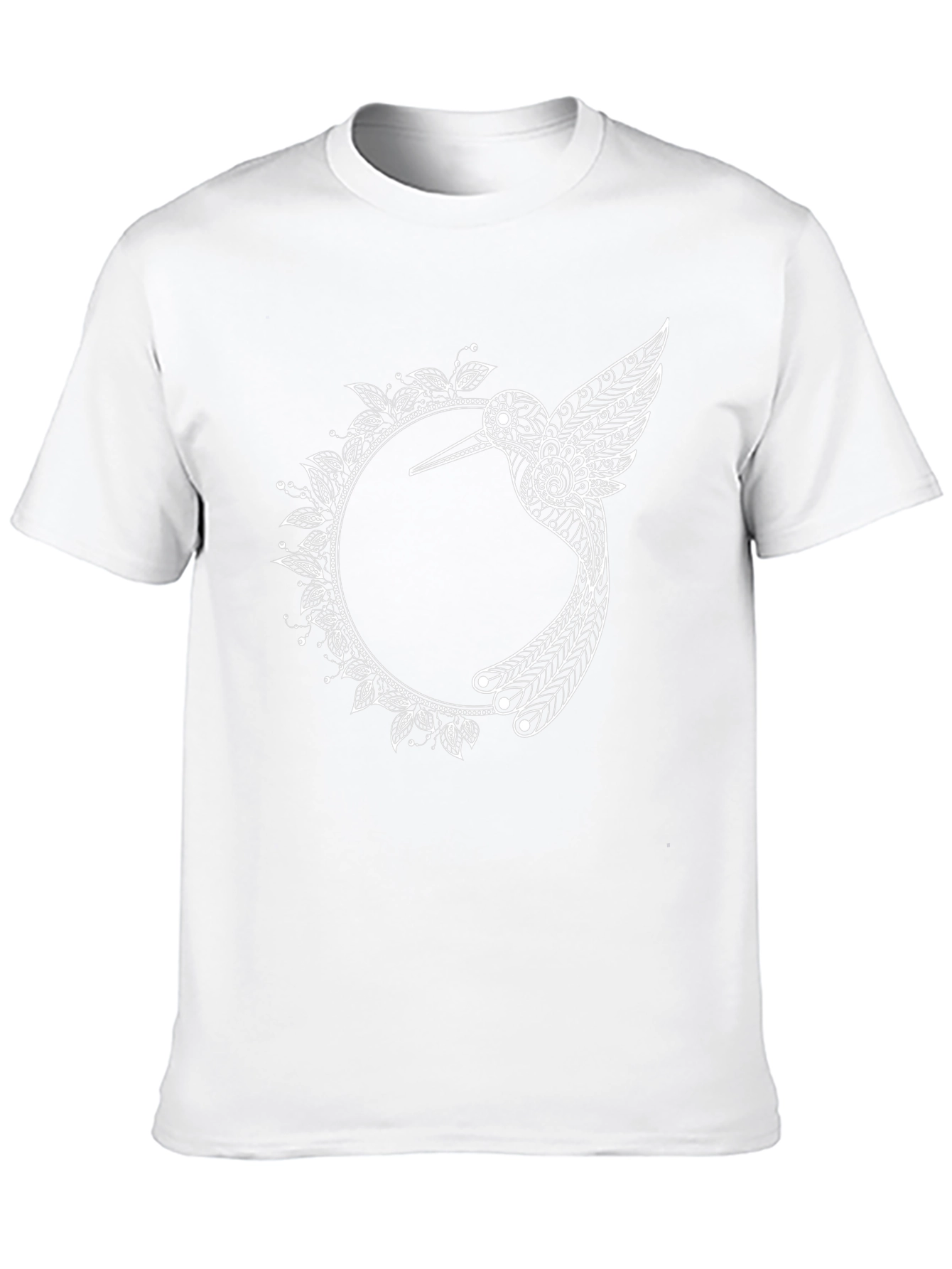 Black T-Shirt with Hummingbird Mandala Design