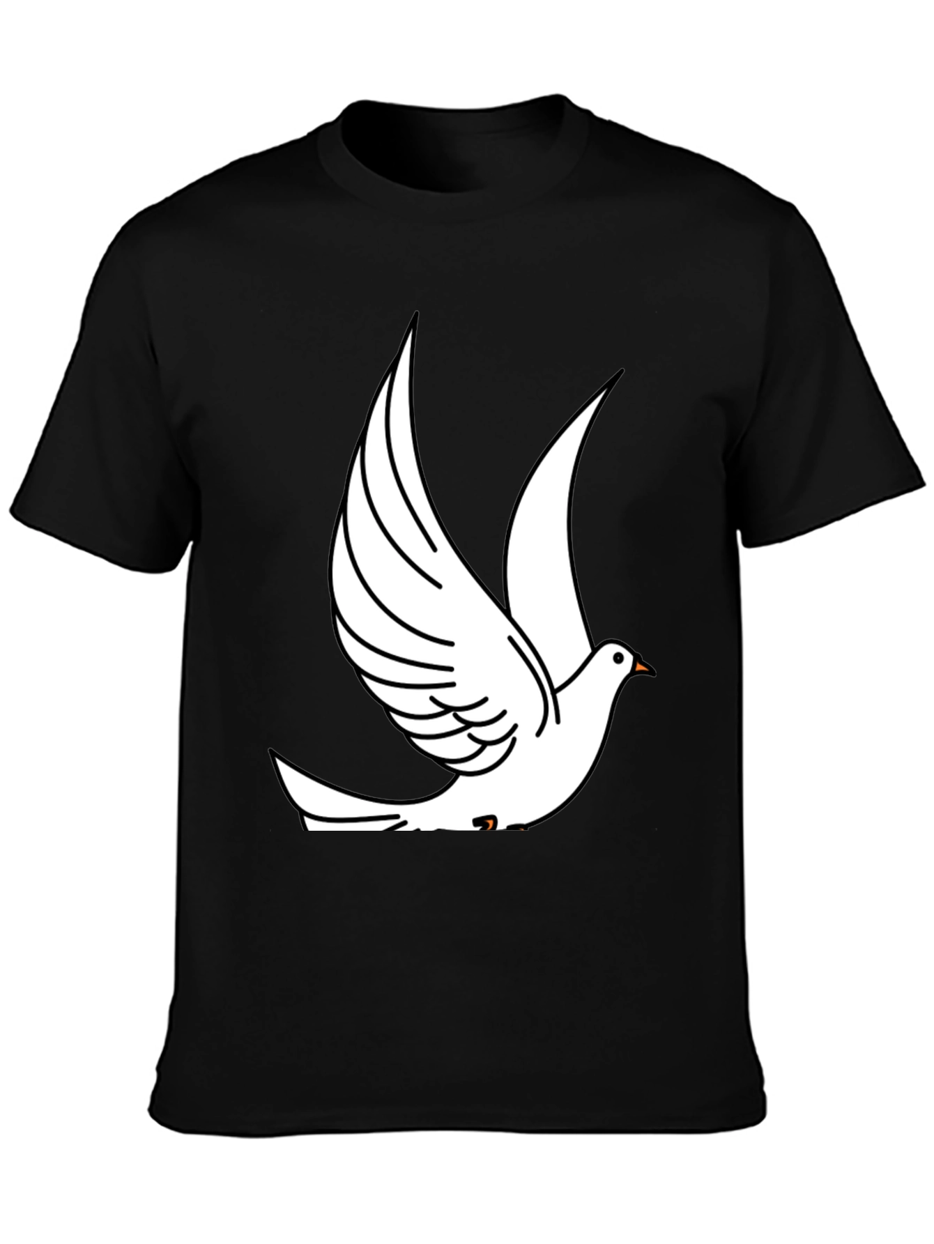 Black T-Shirt with White Dove Graphic