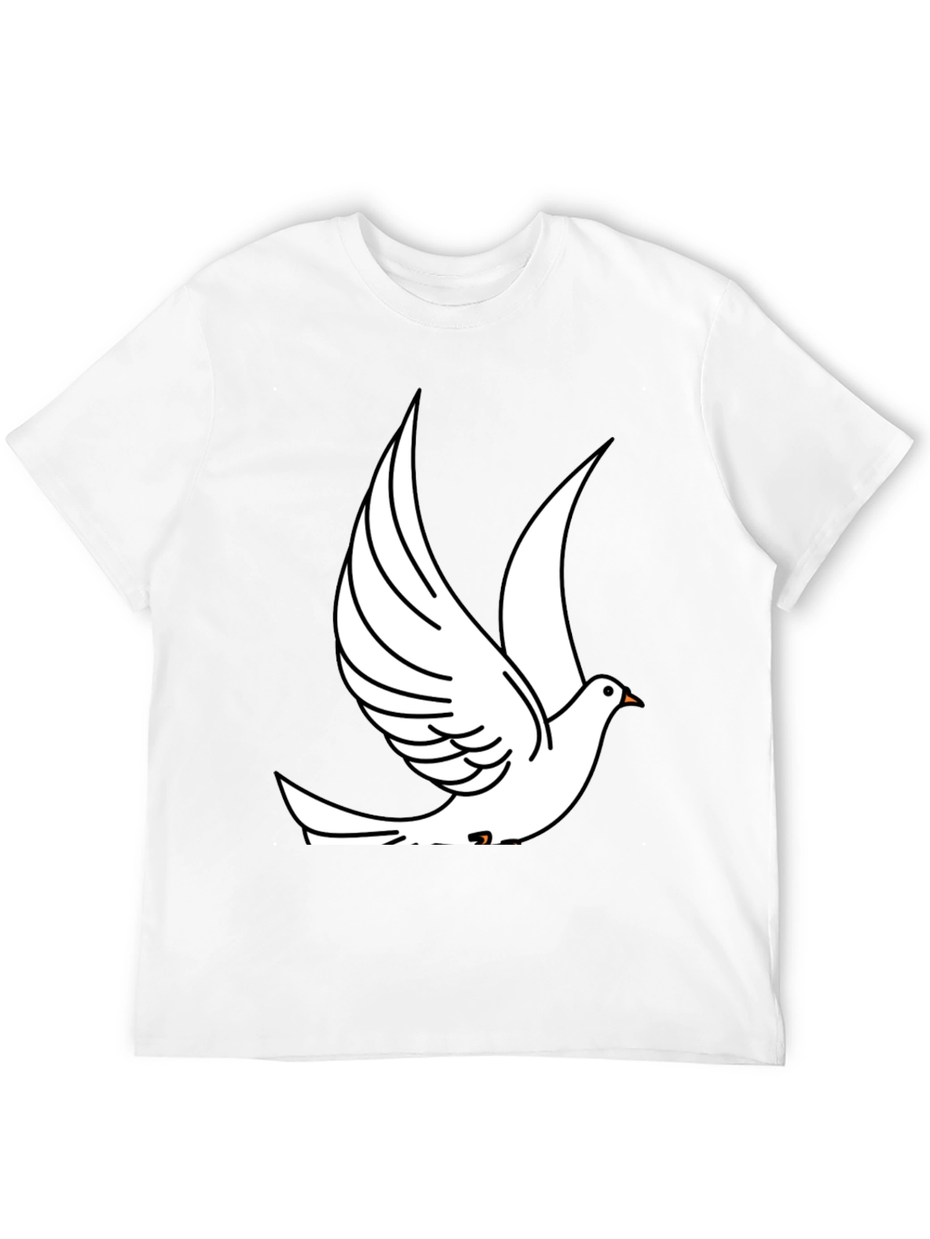 Black T-Shirt with White Dove Graphic