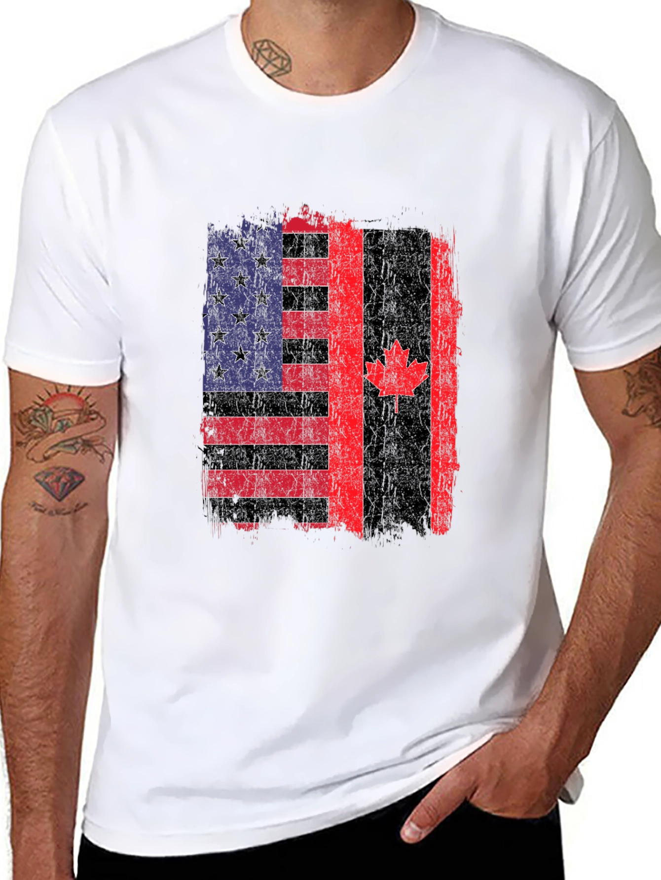 USA Canada Flag Graphic Tee