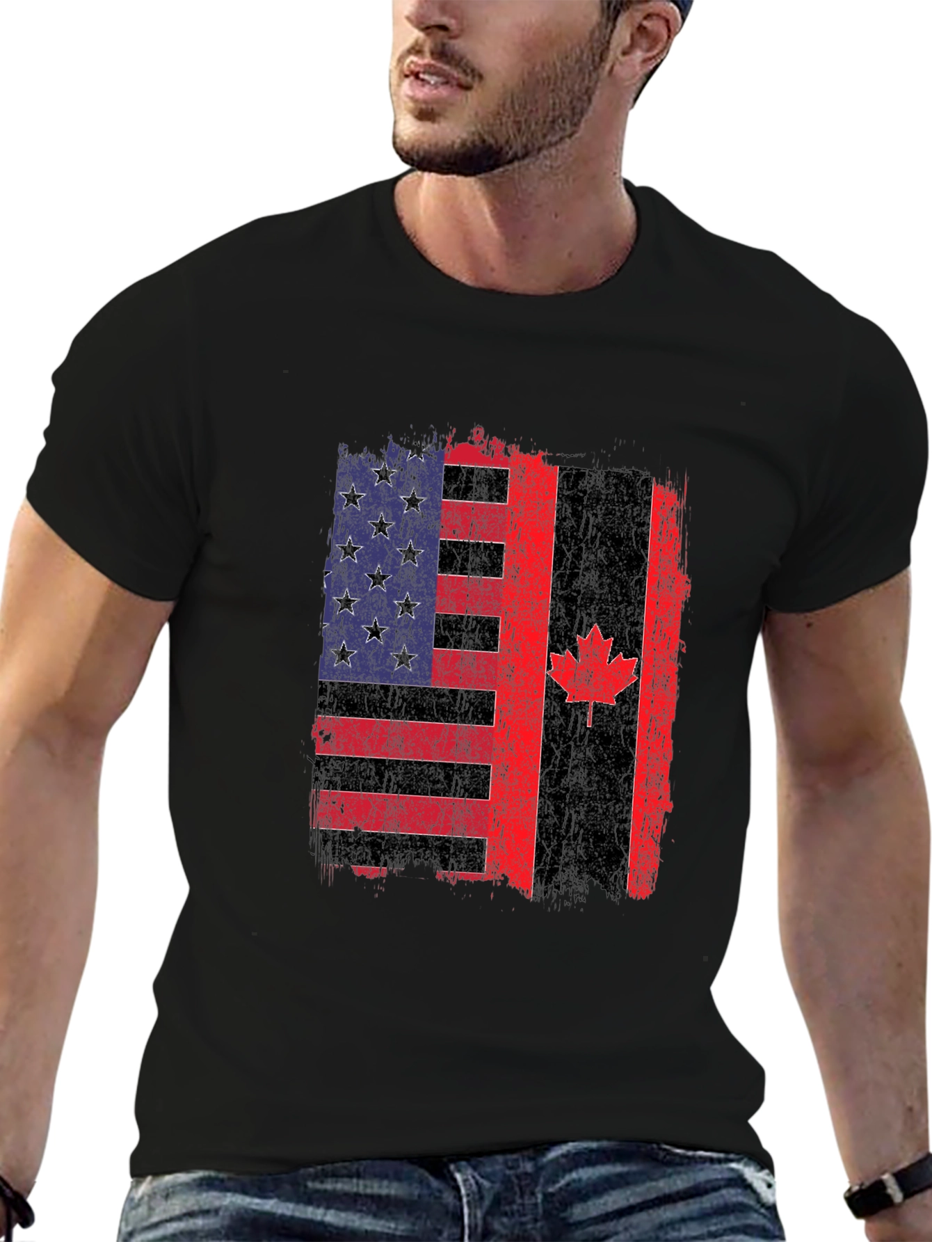 USA Canada Flag Graphic Tee