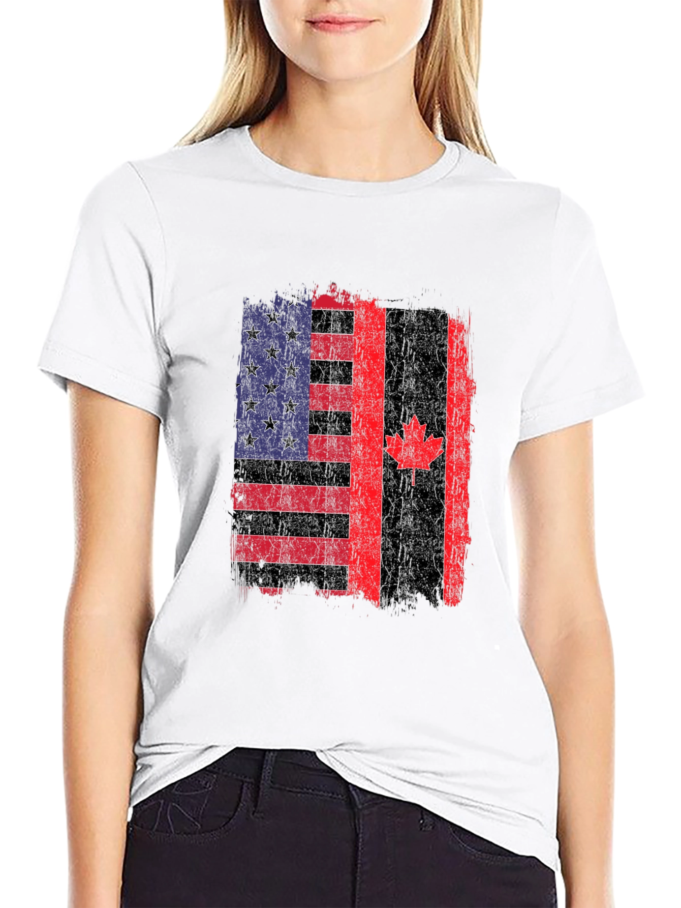 USA Canada Flag Graphic Tee