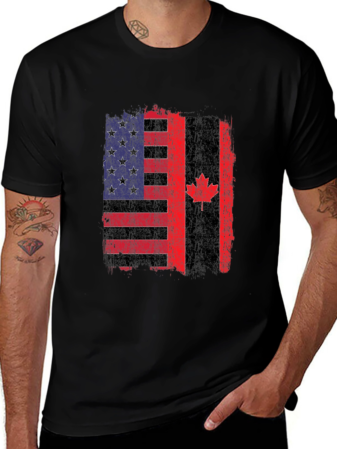 USA Canada Flag Graphic Tee