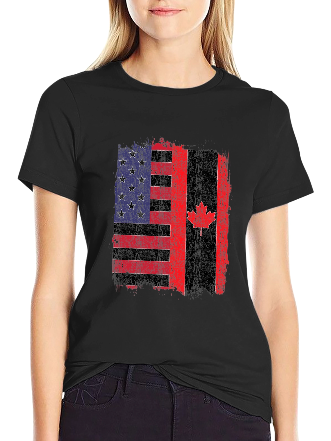 USA Canada Flag Graphic Tee