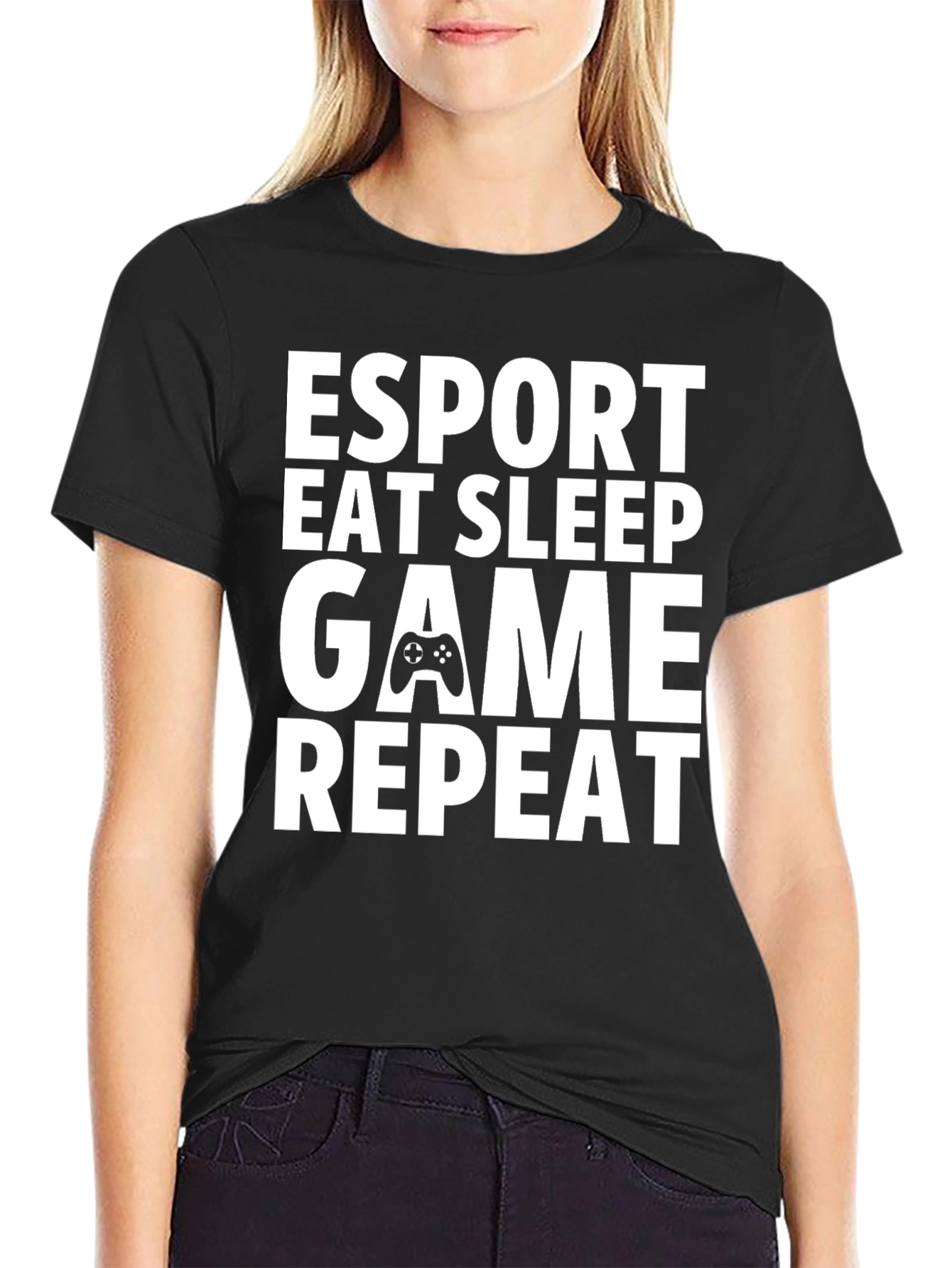 Esport Eat Sleep Game Repeat Black T-Shirt