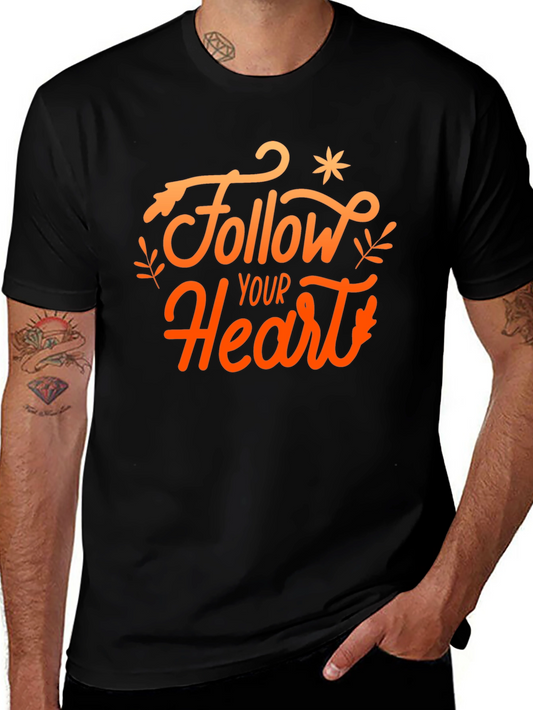 Follow Your Heart Black Graphic T-Shirt