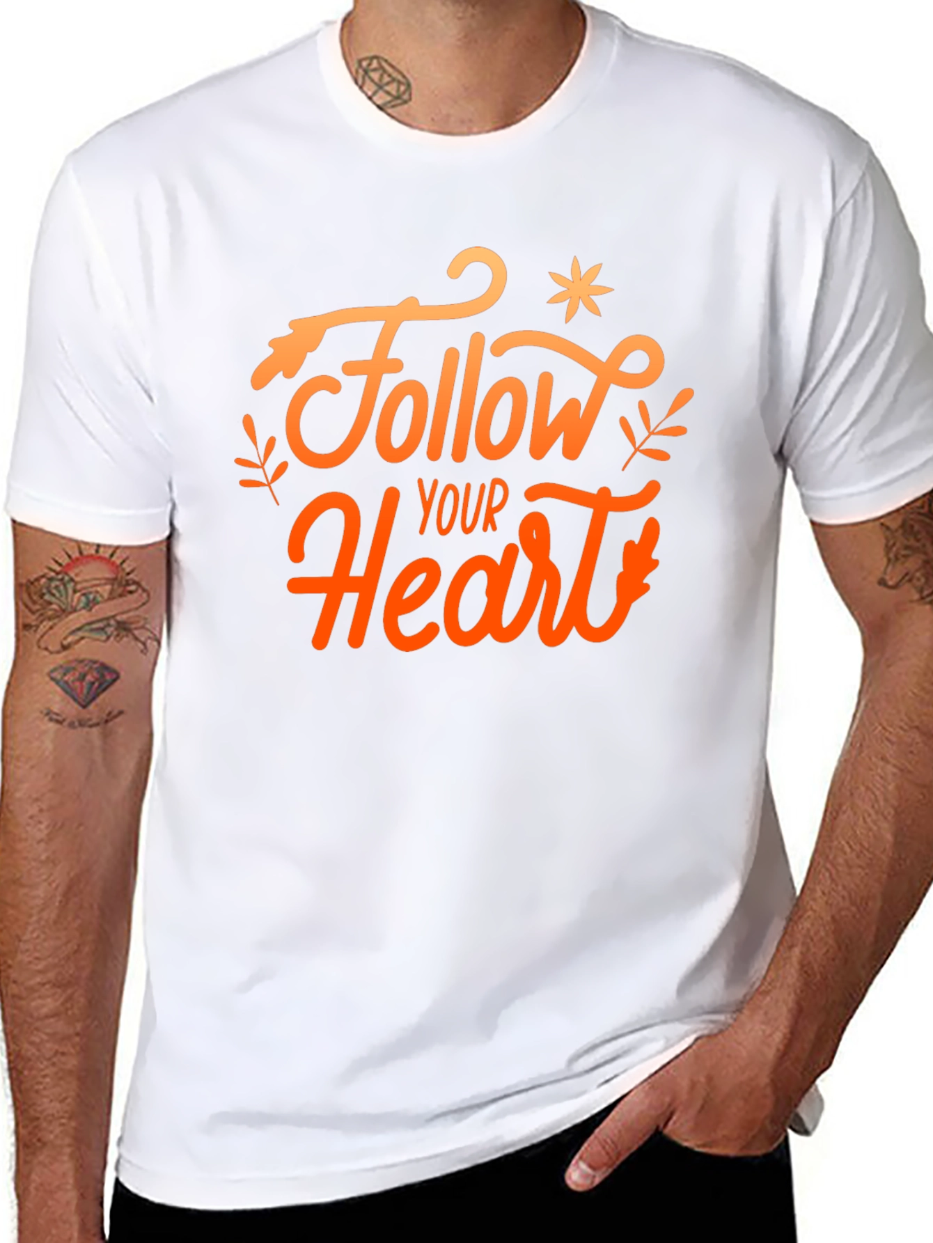 Follow Your Heart Black Graphic T-Shirt
