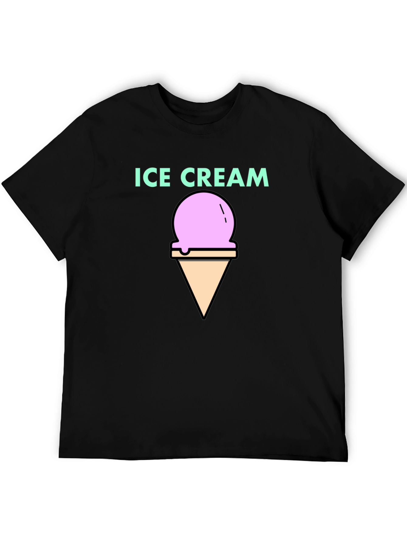 Ice Cream Graphic Tee - Black Cotton T-Shirt