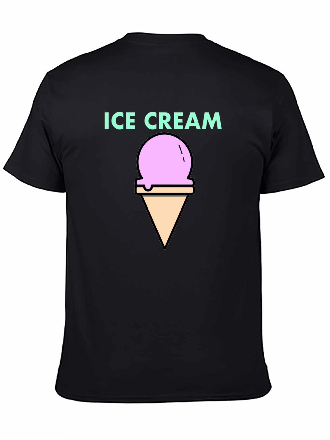 Ice Cream Graphic Tee - Black Cotton T-Shirt