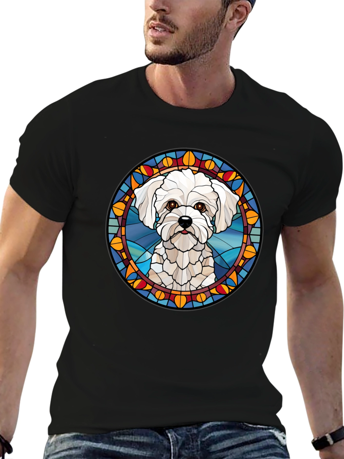 Stained Glass Maltese Dog T-Shirt
